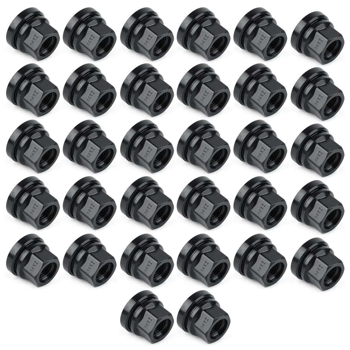 Set di 32 dadi di ricambio per ruote Ford F250 F350 1999-2002 M14x2.0 filettatura piatta rondella nera