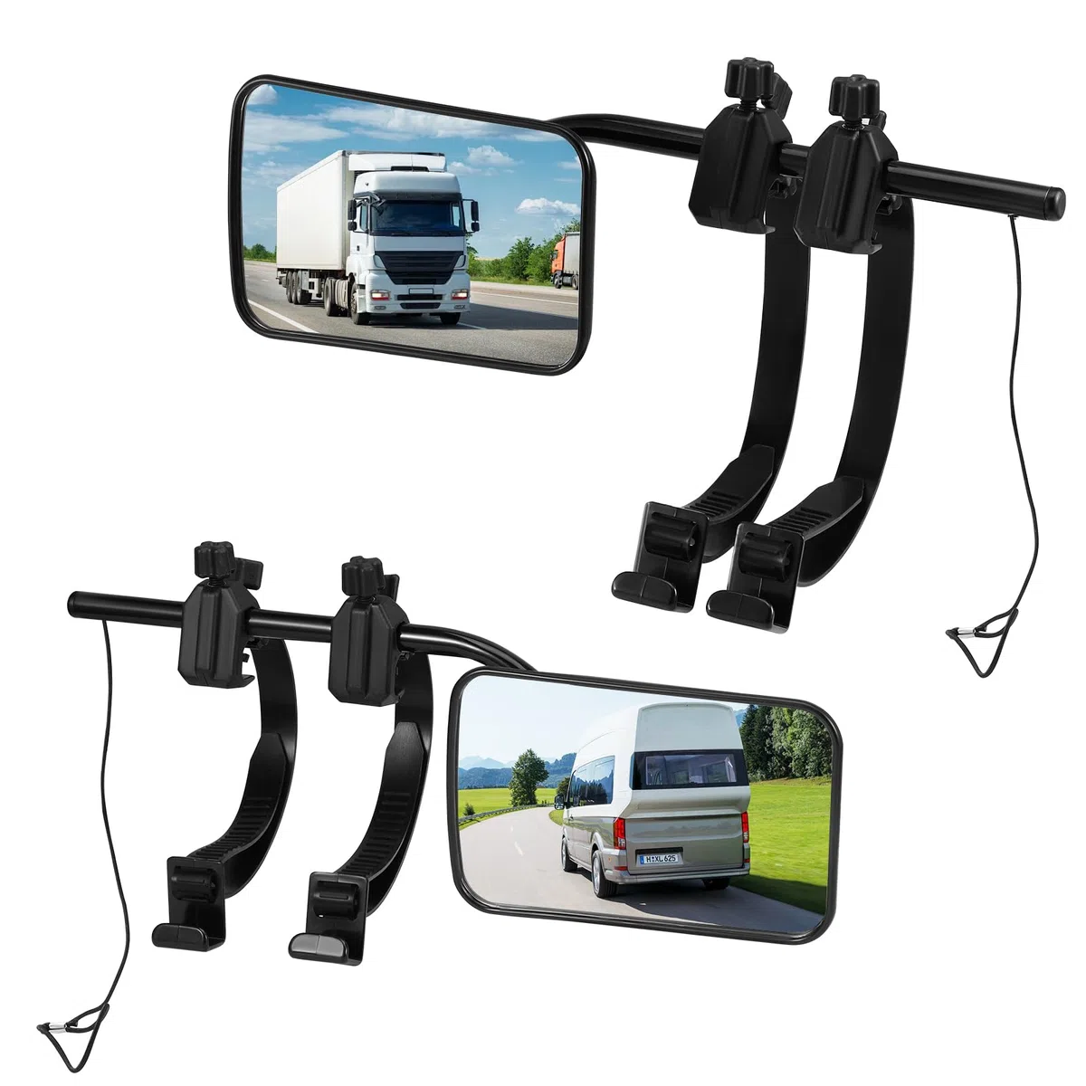 Specchietto retrovisore per caravan, specchietti da rimorchio, set di 2 specchietti esterni, campeggio, auto, specchietto di estensione regolabile con cinghie per roulotte, rimorchi, camper