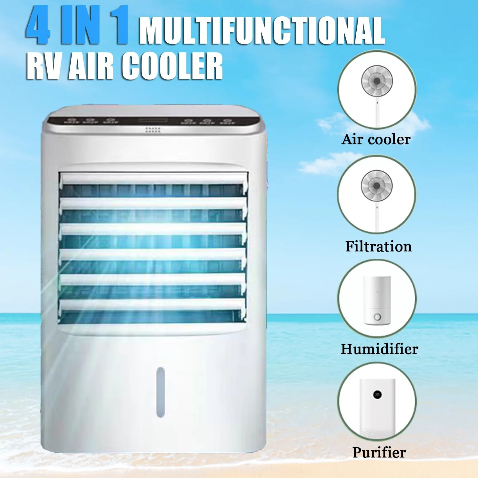 Mini Condizionatore D'Aria Per Camper, Ventilatore Per Condizionatori D'Aria Portatili, Raffrescatore D'Aria Evaporativo Con 3 Velocità Del Vento, Ventola Di Raffreddamento Per Camper, Camion,12V