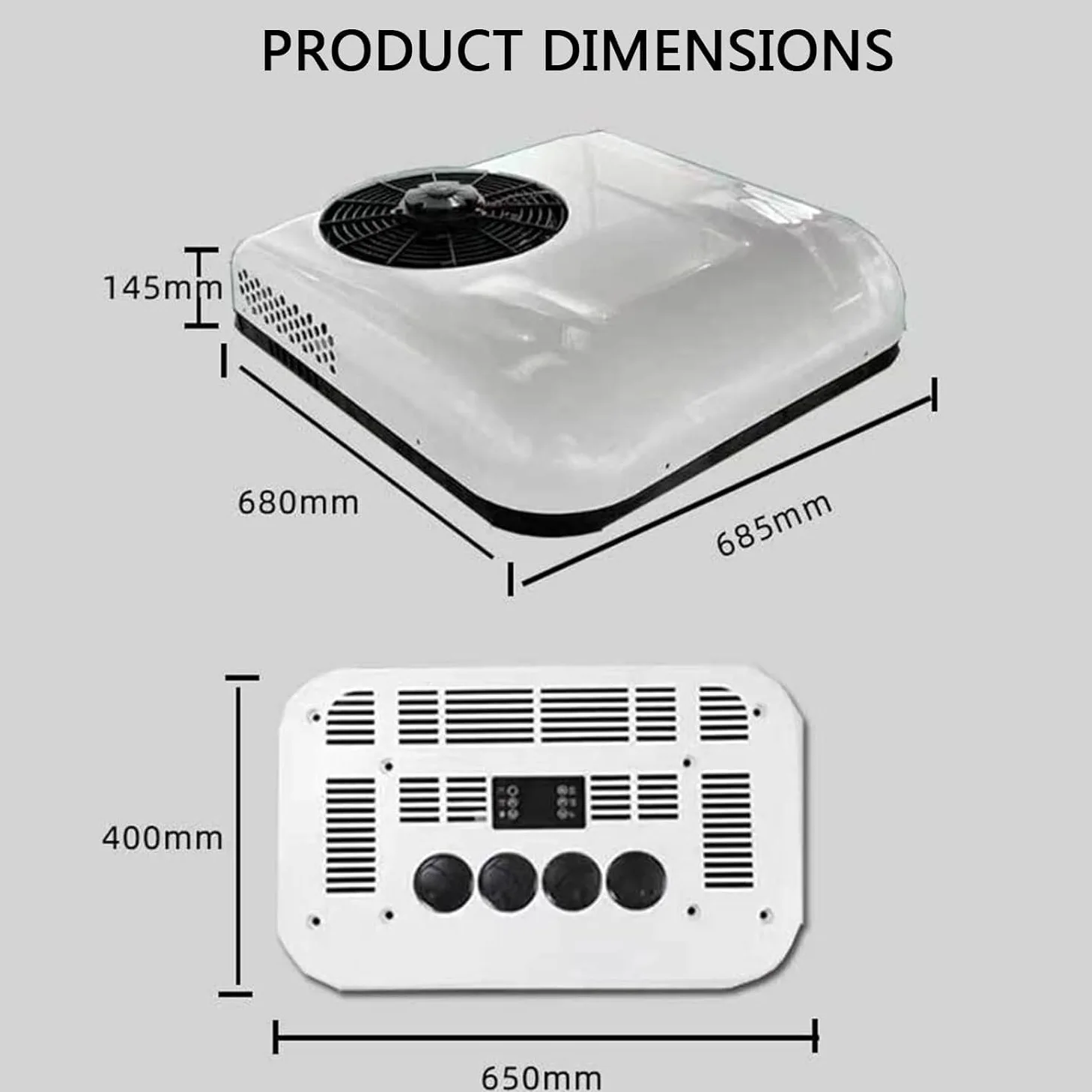 SXHEYUY RV Condizionatore D'aria, 12V AC Silenzioso Con Refrigerante Per Aria Condizionata, Condizionatore D'aria Freddo Per Camion Estivi, Con Funzione Di Raffreddamento, Adatto,Bianca,12v
