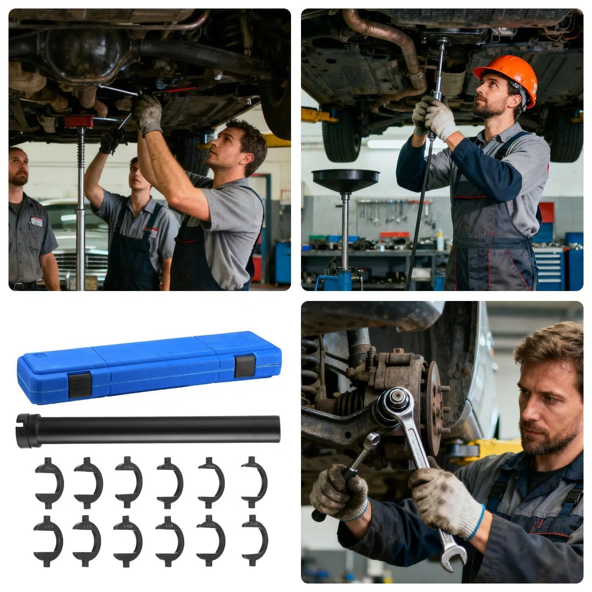 Set Smontaggio Testine Sterzo 13 Pezzi | Kit di Riparazione Tirante Interno in Acciaio | Chiave per Sterzo, Strumento per Rimuovere la Testina del Tirante per Auto, Camion e SUV | Custodia 55x16x7,2 c
