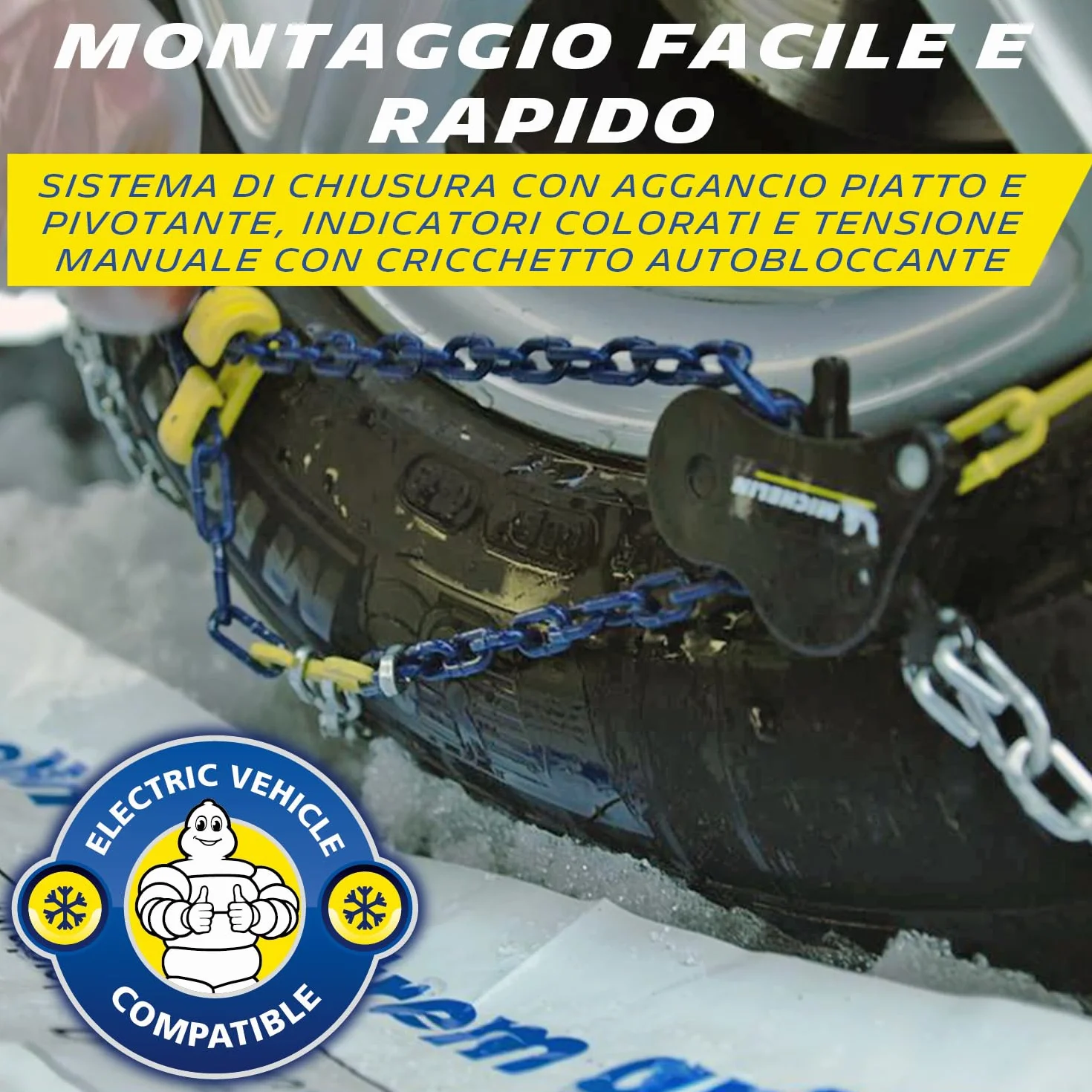 MICHELIN Catene da Neve Extrem Grip 90 - Omologate EN 16662-1 Maglie 9mm - Catene Metalliche Auto ABS ESP - Con Tenditore