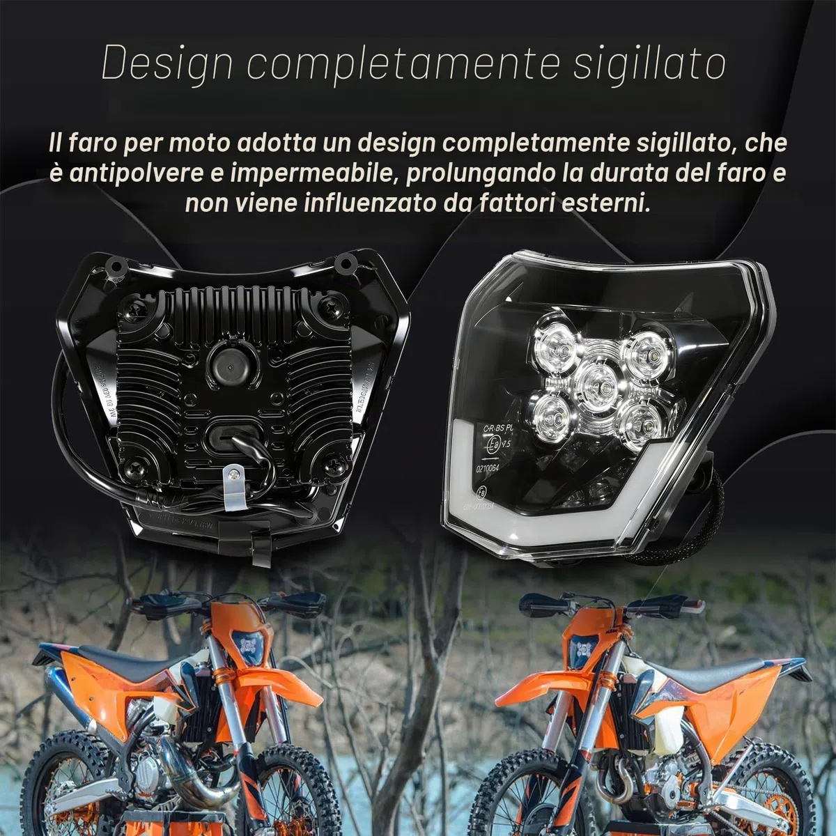 JFG RACING Faro Anteriore Moto,Faro LED Universale Moto per EXC250 SX250 SXF250 EXC450 SX350 SXF450 EXC525 640LC4 Dirt Bike Pit Bike Motocross Enduro Supermoto