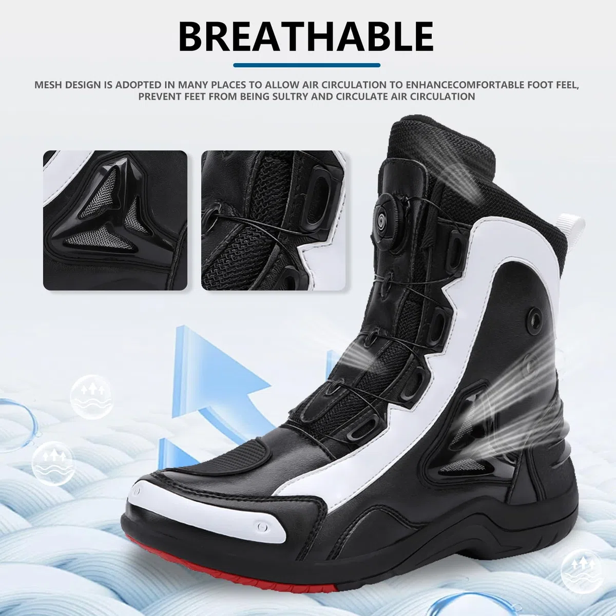 Scarpe Moto Uomo, Stivali Scarpe Moto Motocross Casual Strada Traspiranti Antiscivolo con Cerniera Laterale, Supporto per La Caviglia