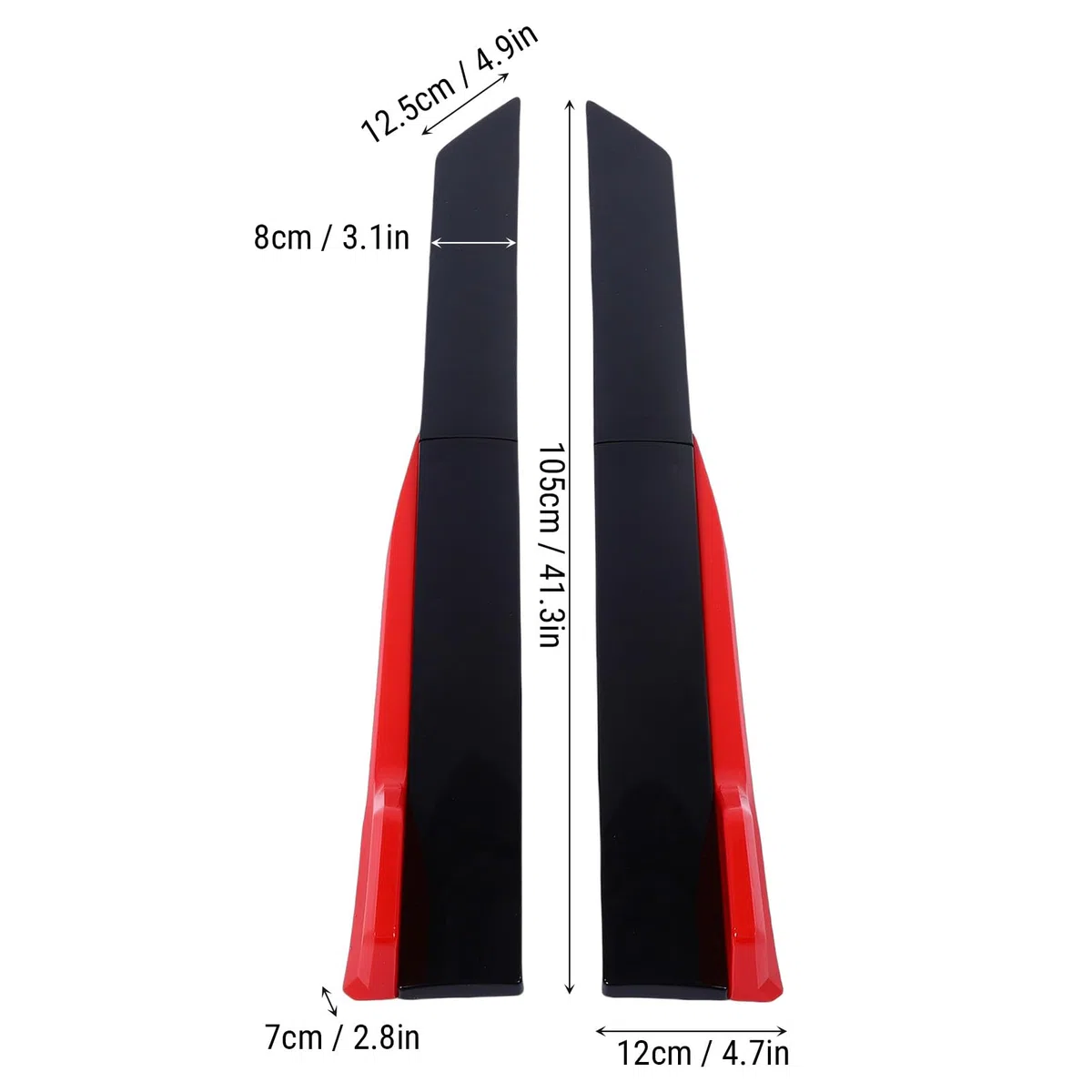 Minigonne Laterali Pannello a Bilanciere Universale ABS Minigonne Laterali Regolabili Estensione Splitter Labbro Elegante Design Aerodinamico per gli Appassionati di Auto 105 (Nero e rosso)