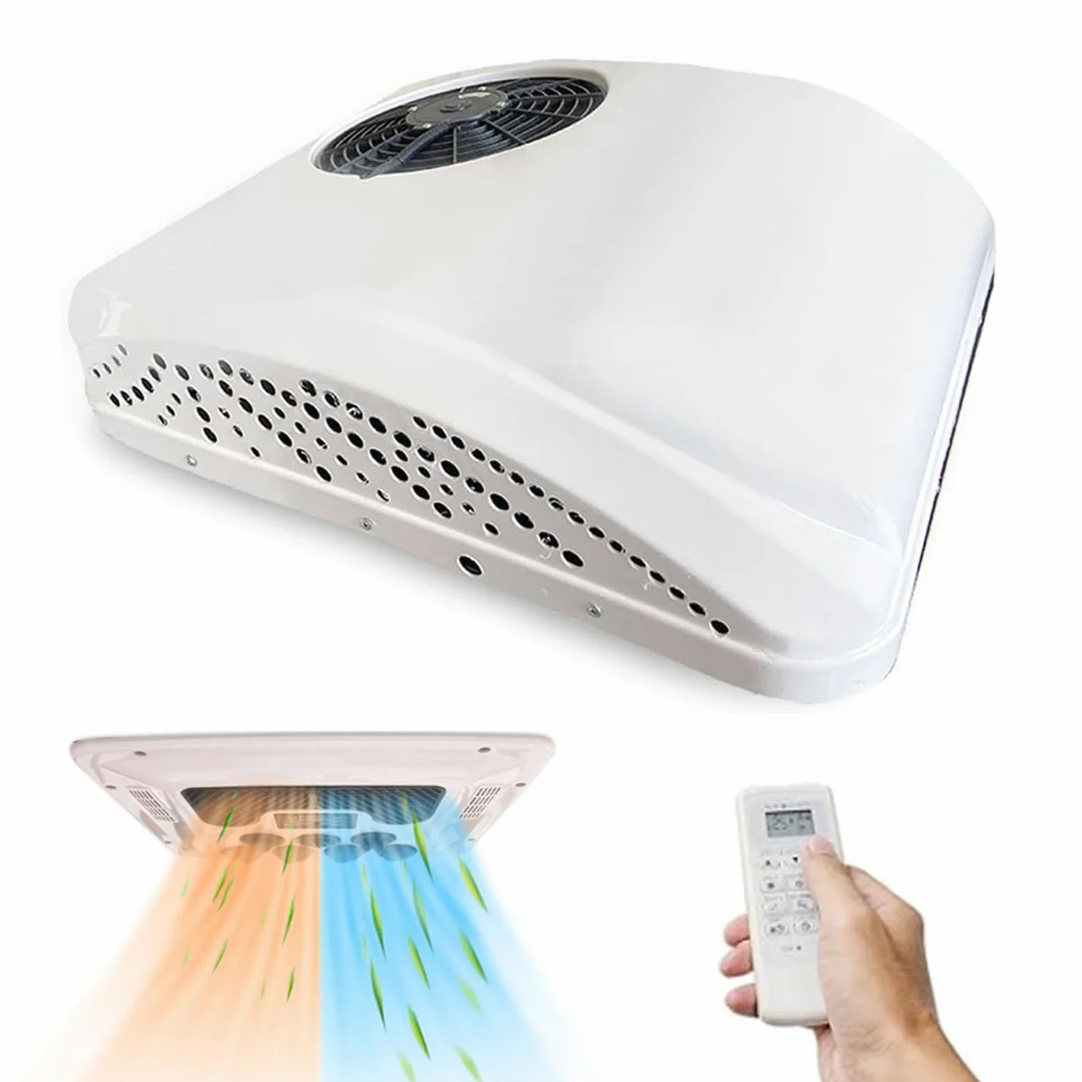 Climatizzatore Da Tetto Per Camper, Doppia Funzione Calda E Fredda, 12 V/24 V, Condizionatore Da Tetto Universale Per Camper, Regolazione Della Conversione Di Frequenza, Bassa Rumorosità,24V