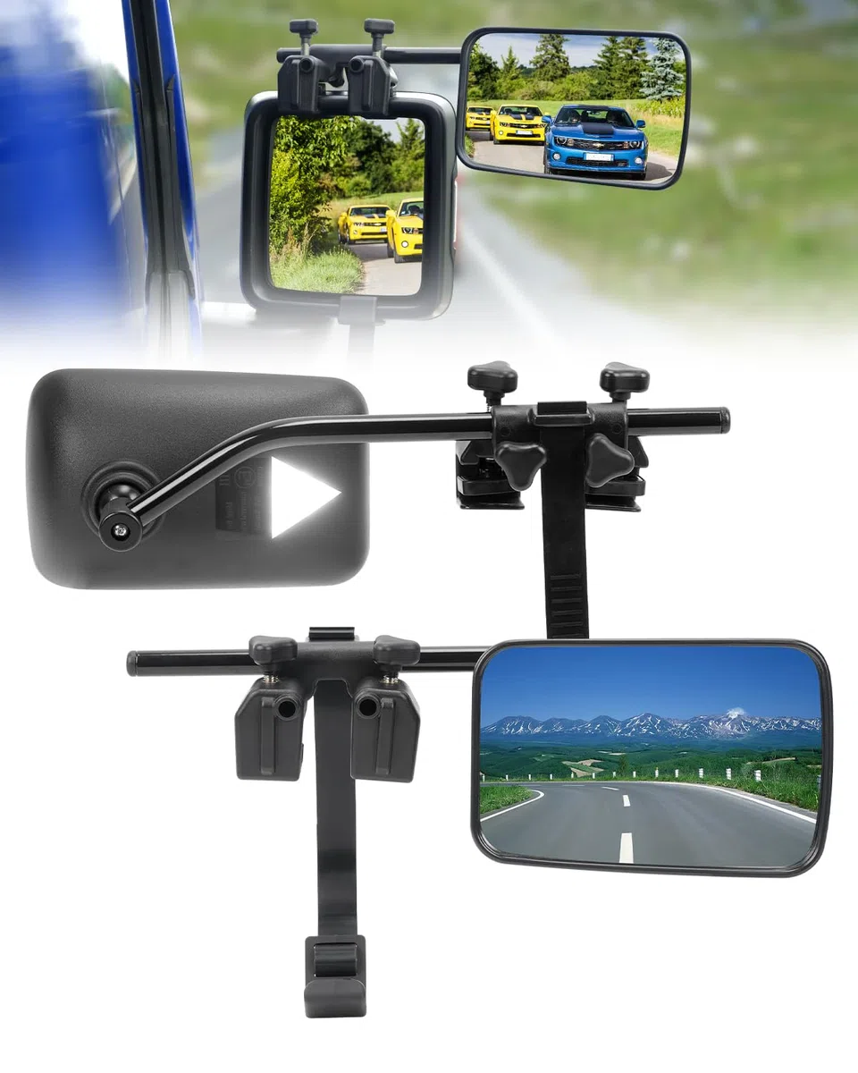SUPAREE Specchietti Aggiuntivi Caravan Specchietti Retrovisori Caravan Specchietti Caravan Convesso con Adesivo Riflettente per traino roulotte camper per Tutti i Tipi Di Veicoli Comuni (2 Pezzi)