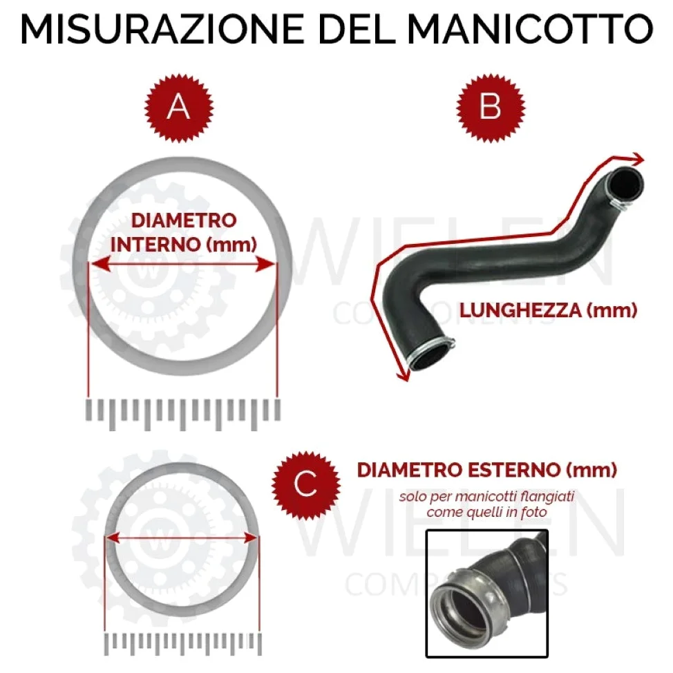 WIELEN COMPATIBILE CON MANICOTTO INTERCOOLER TUBO TURBO ARIA PER FORD KA 1.3 1541421 1729037