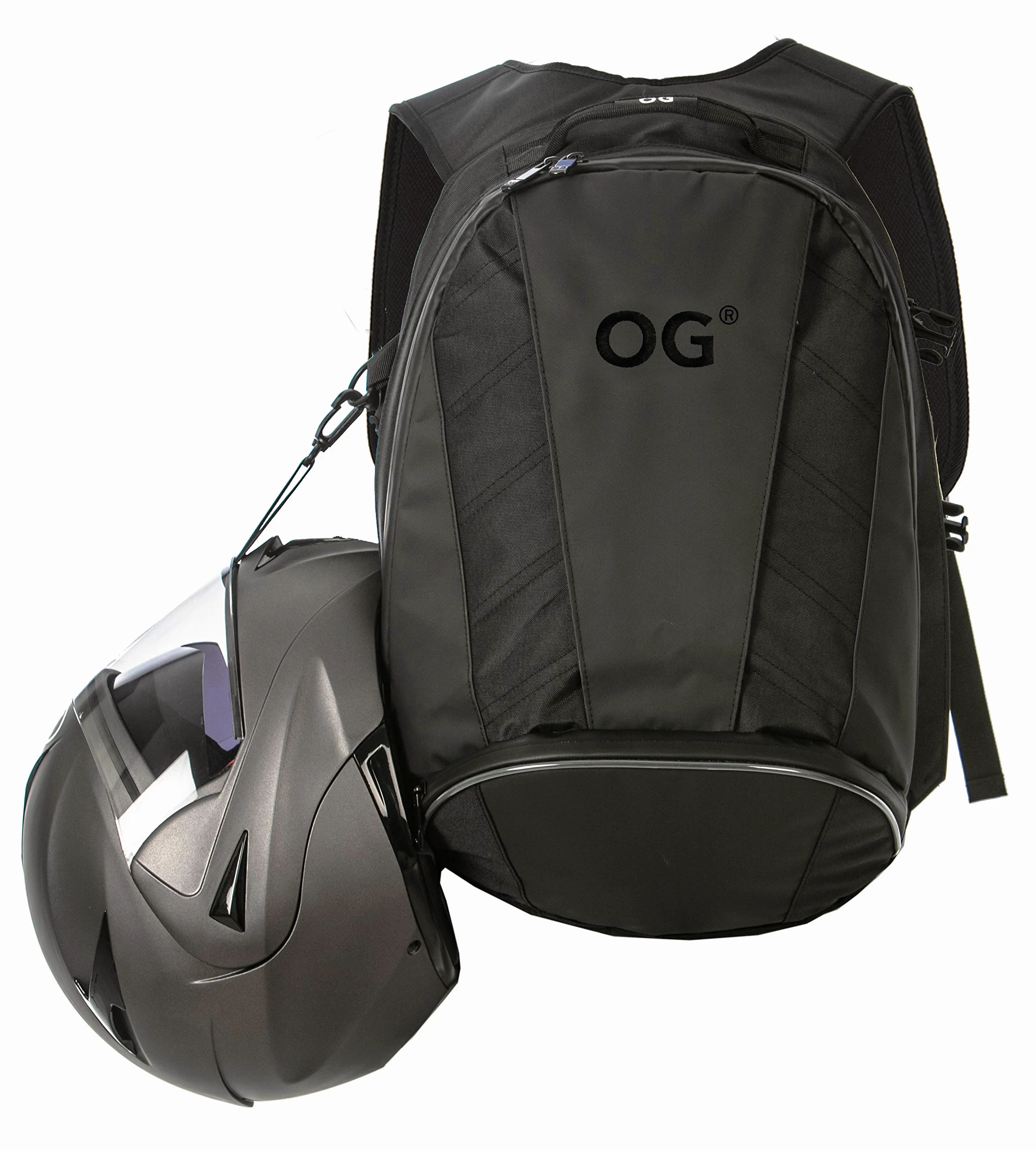 OG Original EZ-RiderPRO Zaino Moto Nero Espandibile 28-35L, Borsa Porta-Casco, Cinghia per Casco, Impermeabile, Portatile, Rifrangente, Logo Nero
