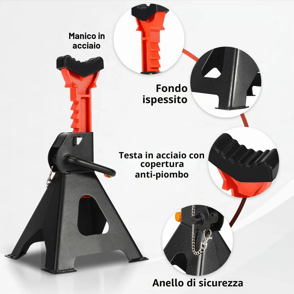 Daromigo Cavalletti di sostegno, cavalletti di sollevamento con sicurezza, supporti da officina, cavalletti di supporto, altezza regolabile 285-430mm, portata: 3T, cavalletto di sostegno per