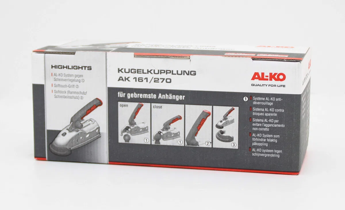 p4U AL-KO 1730218 - Giunto a sfera AK 161, rimorchio 1600 kg, Soft Dock 50, 45, 35 mm, per AK 160