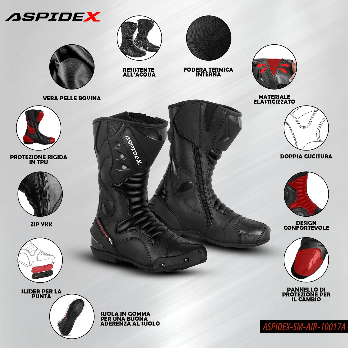Stivali da corsa per moto da uomo Scarpe impermeabili lunghe in pelle da moto