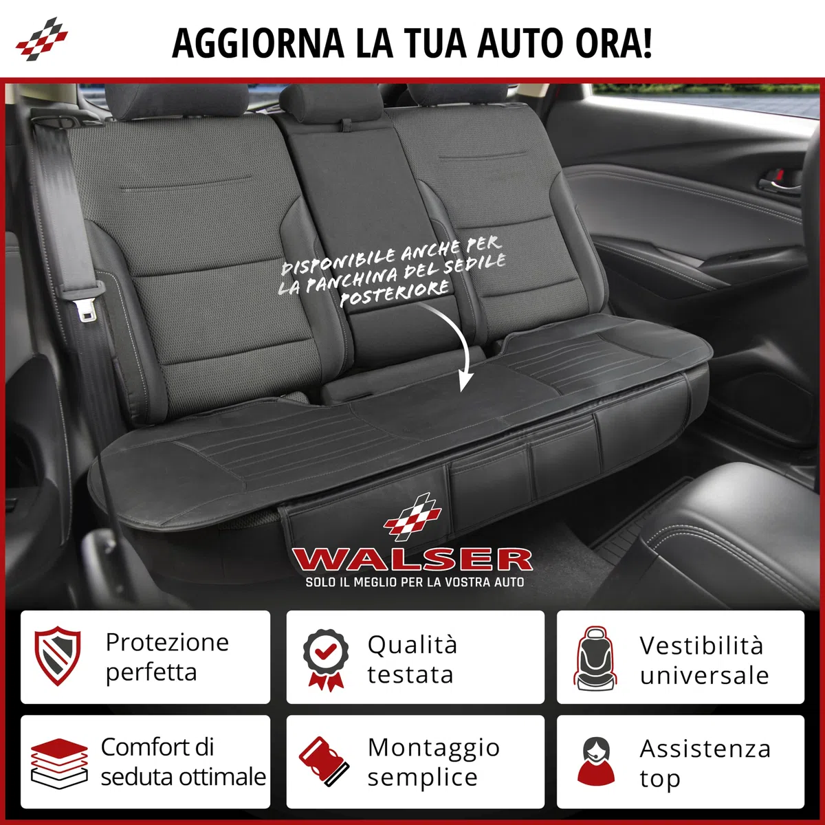 WALSER Coprisedile Auto Fernando, Coprisedile Auto Sedile Anteriore, Rivestimento Veicolo 1 pezzo, Protezione Sedile Anteriore Arte Pelle, Rivestimento Veicolo, Cuscino Posto Guida