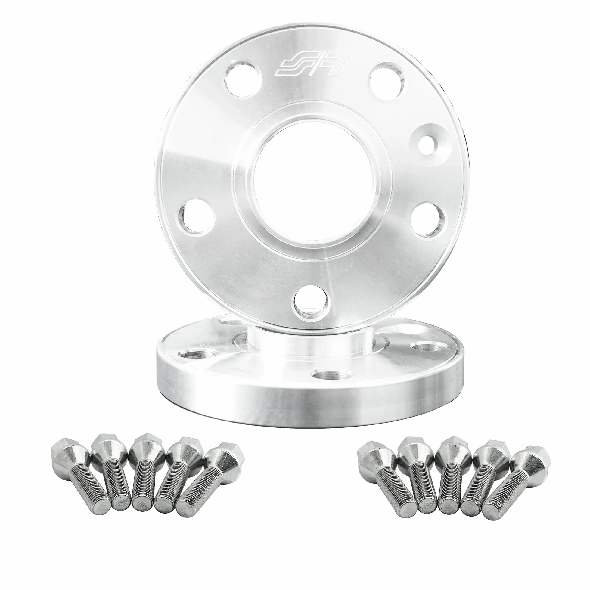 Simoni Racing DR095/B9 Kit 2 Distanziali Ruota 10 mm 5x112 57,1 con Bulloni M14x1.5 40 mm, Alluminio Ergal Made in Italy per Audi Volkswagen McLaren MG