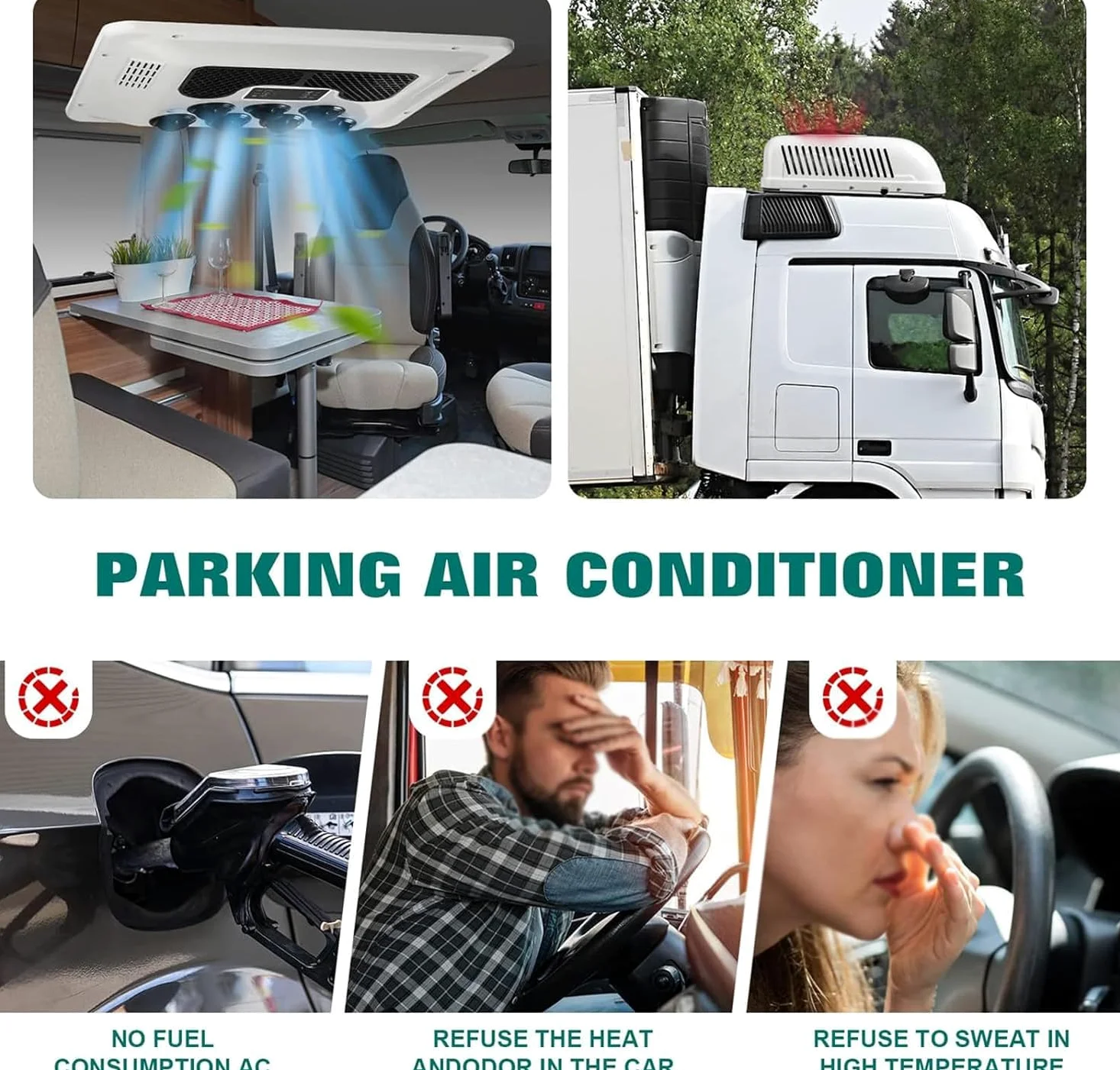 SXHEYUY RV Condizionatore D'aria, 12V AC Silenzioso Con Refrigerante Per Aria Condizionata, Condizionatore D'aria Freddo Per Camion Estivi, Con Funzione Di Raffreddamento, Adatto,Bianca,12v