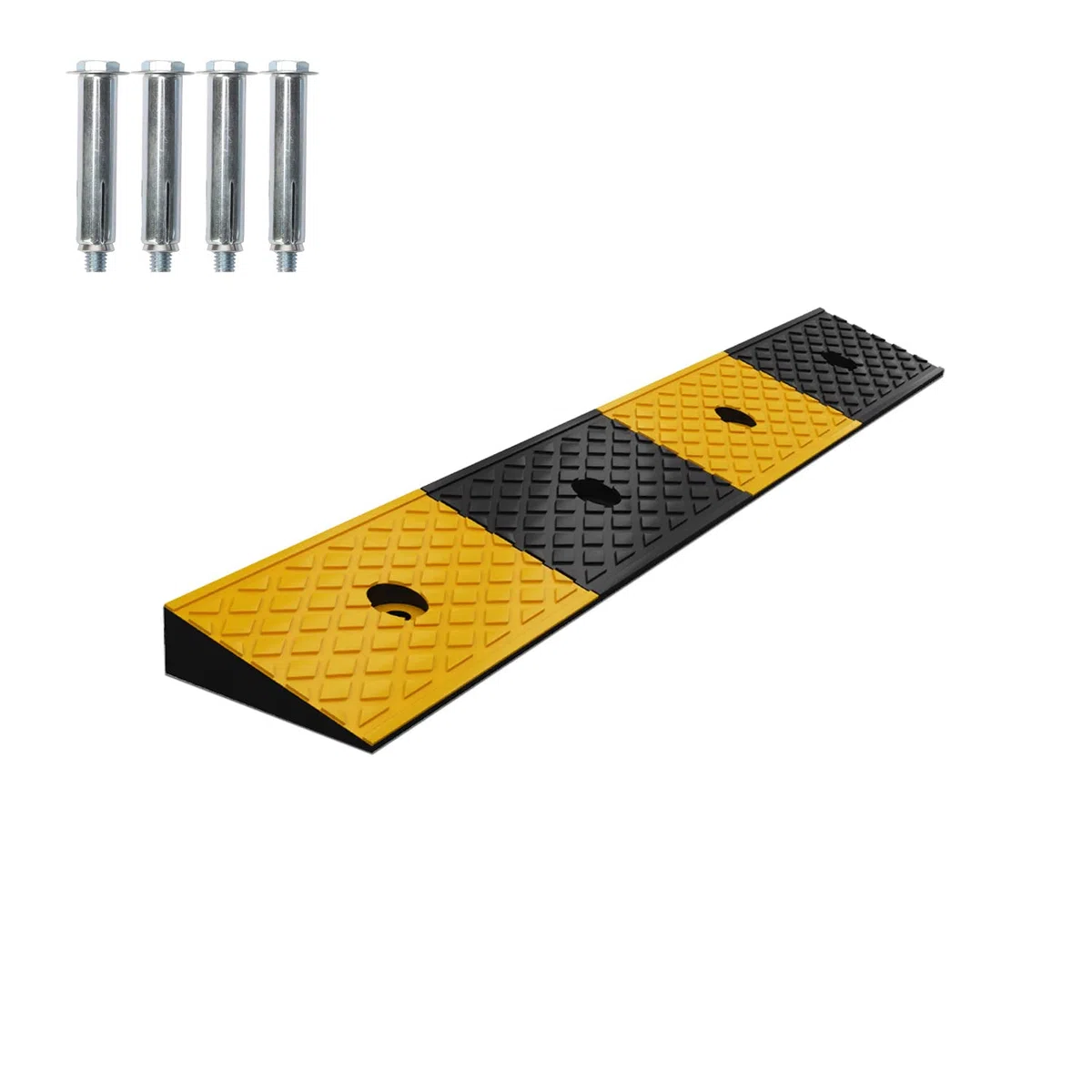 tonchean Rampa in gomma per marciapiede, altezza 5 cm, rampa per sedia a rotelle, 100 x 15 x 5 cm, rampa antiscivolo con 4 bulloni, per porte, garage, marciapiedi, bici, moto, camion, scooter