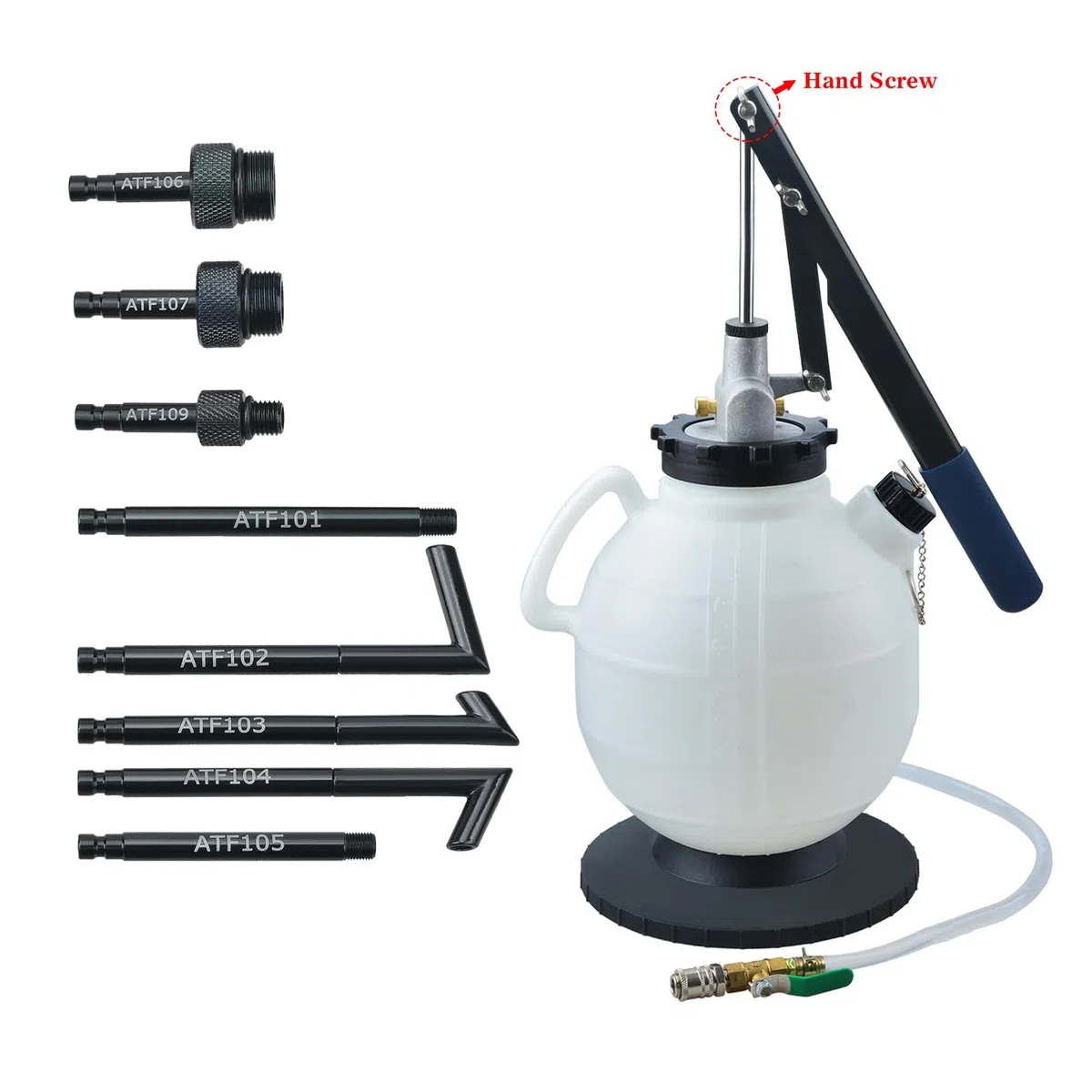Strumenti di erogazione del sistema di ricarica ATF manuale da 7,5 litri Kit di strumenti per pompa di riempimento olio e liquido per trasmissione automatica con adattatori di riempimento ATF