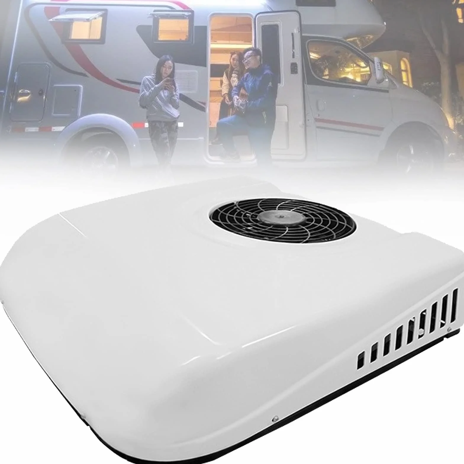 Condizionatore d'aria del tetto del camper del camion elettrico 12/24V Volt, AC silenzioso, unità CA RV, per veicolo, bus, White-24V