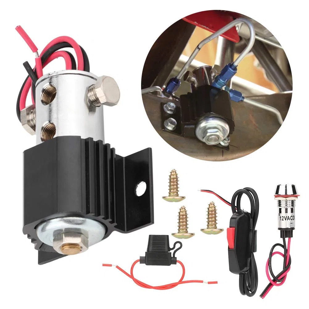 Blocco della linea del freno Kit blocco parcheggio linea freno Blocco elettrovalvola in acciaio inossidabile Set elettrico con accessorio supporto collina 12-14V