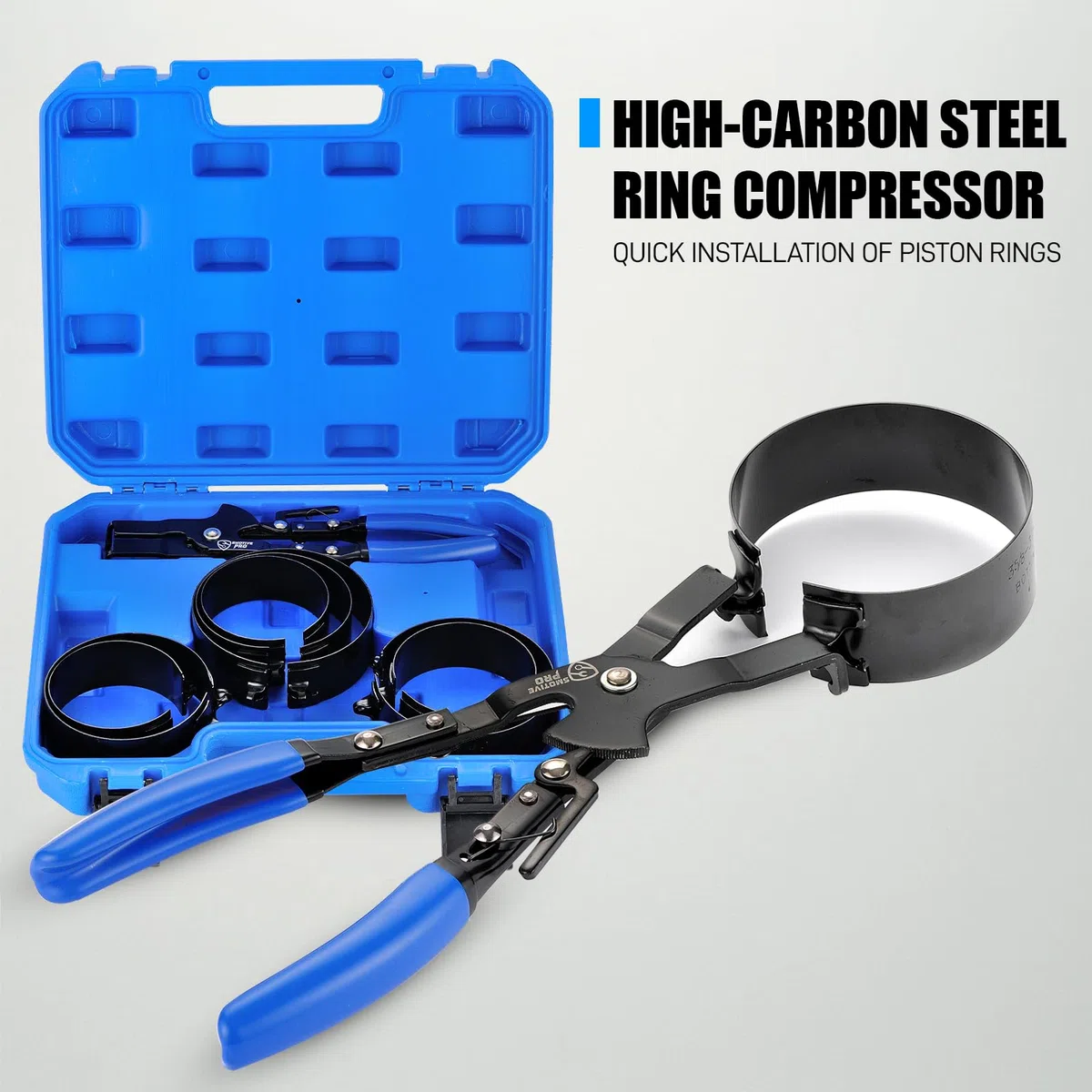 SMOTIVEPRO Kit compressore ad anello pistone con pinza a cricchetto, 7 fasce regolabili da 73 a 111 mm, compatibile con auto, furgoni, trattori e motori diesel