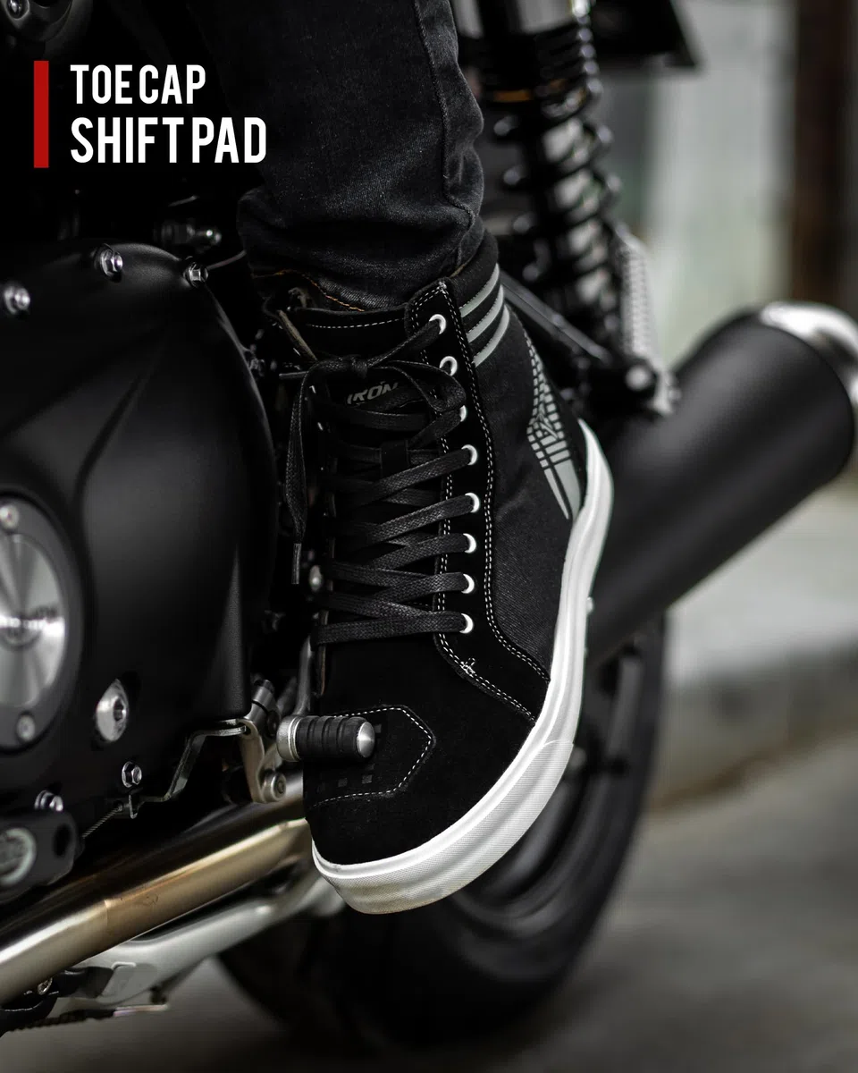 IRON JIA'S Scarpe Moto Uomo，Stivali Moto Uomo，Scarpe da Moto Casual da Strada Traspiranti e Antiscivolo con Cerniera Laterale, Supporto per la Caviglia e Pattini di cambio-44