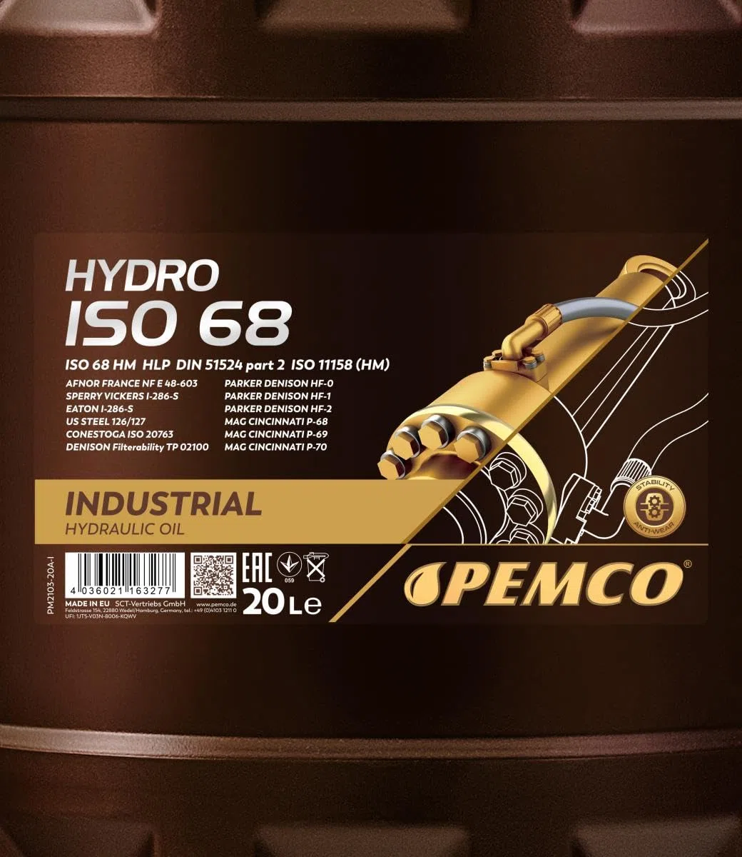 20 litri PEMCO Hydro ISO 68 olio idraulico HLP 68.