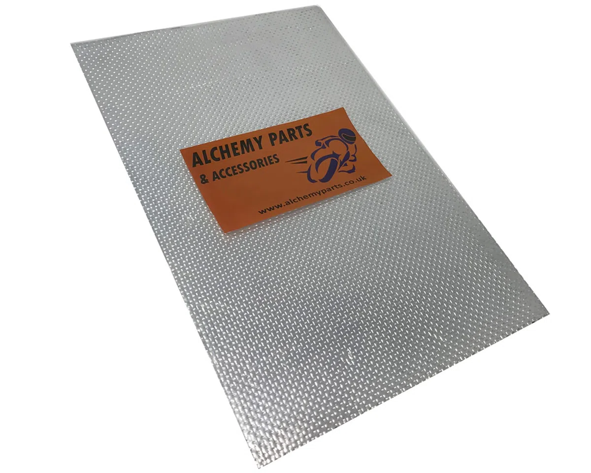 Alchemy Parts Protezione Calore Foglio 100cm x 33cm - Adesivo Scarico & Motore Alluminio - Riflettente - Ideale Per Motocicletta Carenatura E Auto