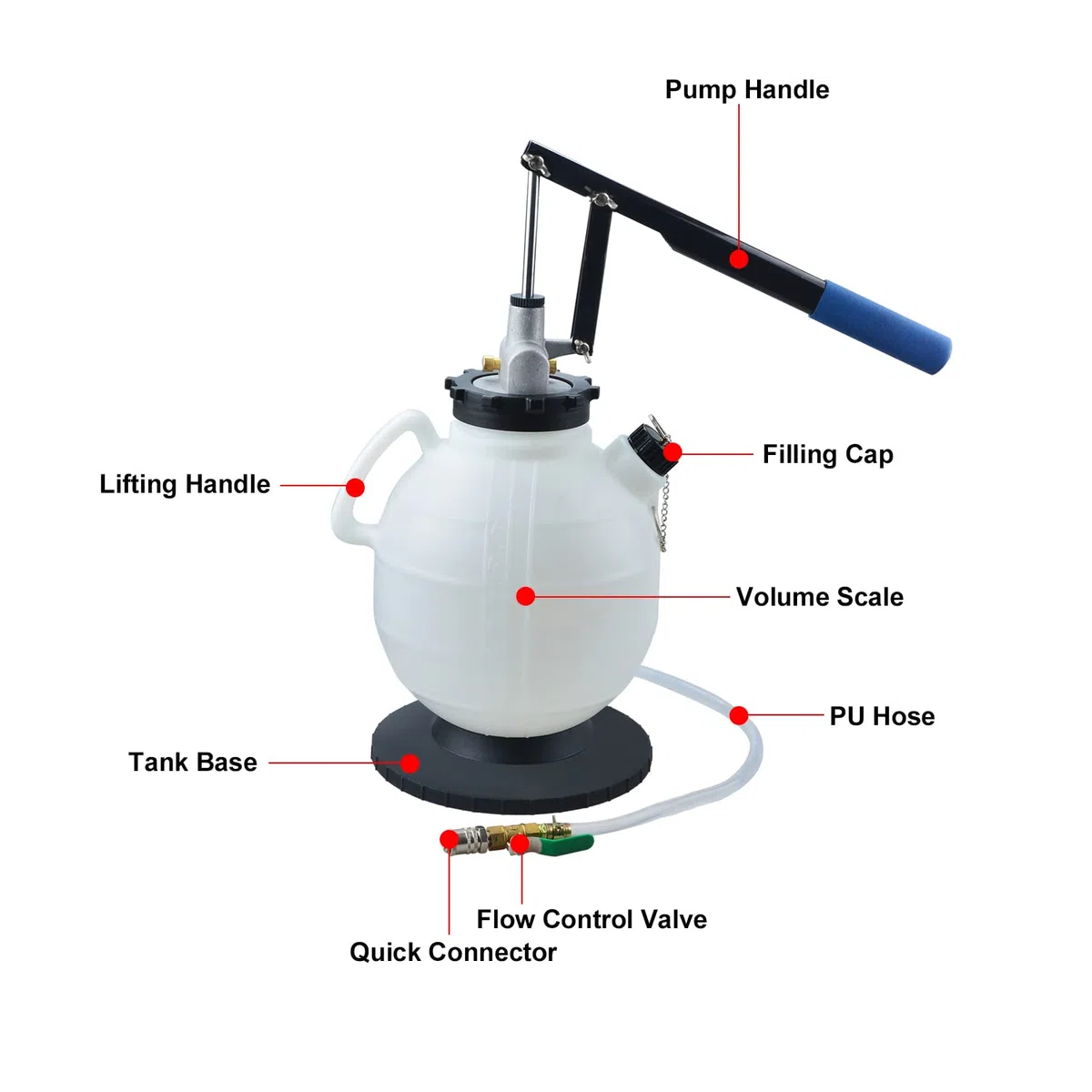 Strumenti di erogazione del sistema di ricarica ATF manuale da 7,5 litri Kit di strumenti per pompa di riempimento olio e liquido per trasmissione automatica con adattatori di riempimento ATF