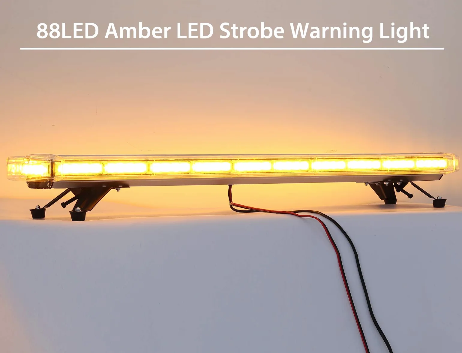 Justech 88 LED Luce Stroboscopica Emergenza Lampeggiante Stroboscopico Barra Bar 21 Modalità Fash Impermeabile Ambra con Interruttore di Controllo Display Digitale per 12 V 24 V Camion Veicolo