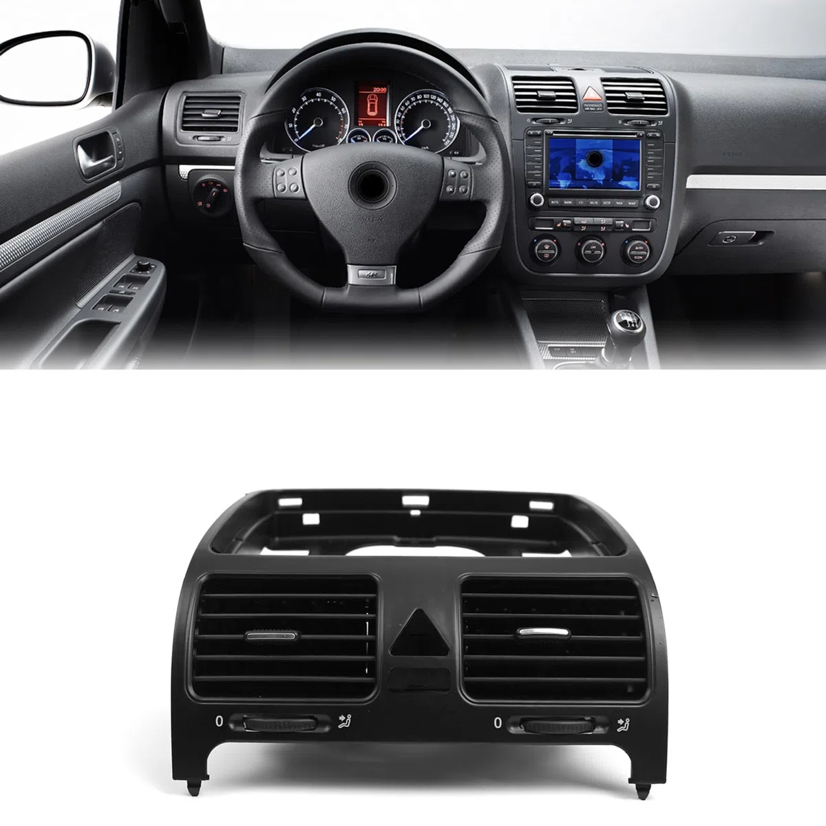 SIXRUN Bocchetta di Ventilazione Centrale del Cruscotto, Sostituzione per MK5 2004 2009 GTI MK5 2004 2009 2006 2011 RABBIT 2006 2009 con Flusso D'aria Migliorato OEM 1K0819743A