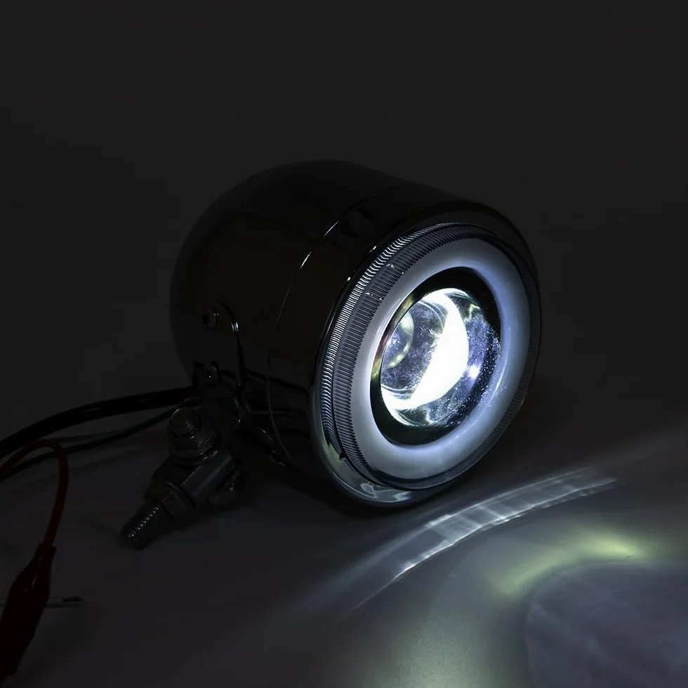 Fari Supplementari Moto LED Fanale Anteriore Motos Doppi Rotondi Fari Anteriori per Moto (chrome)