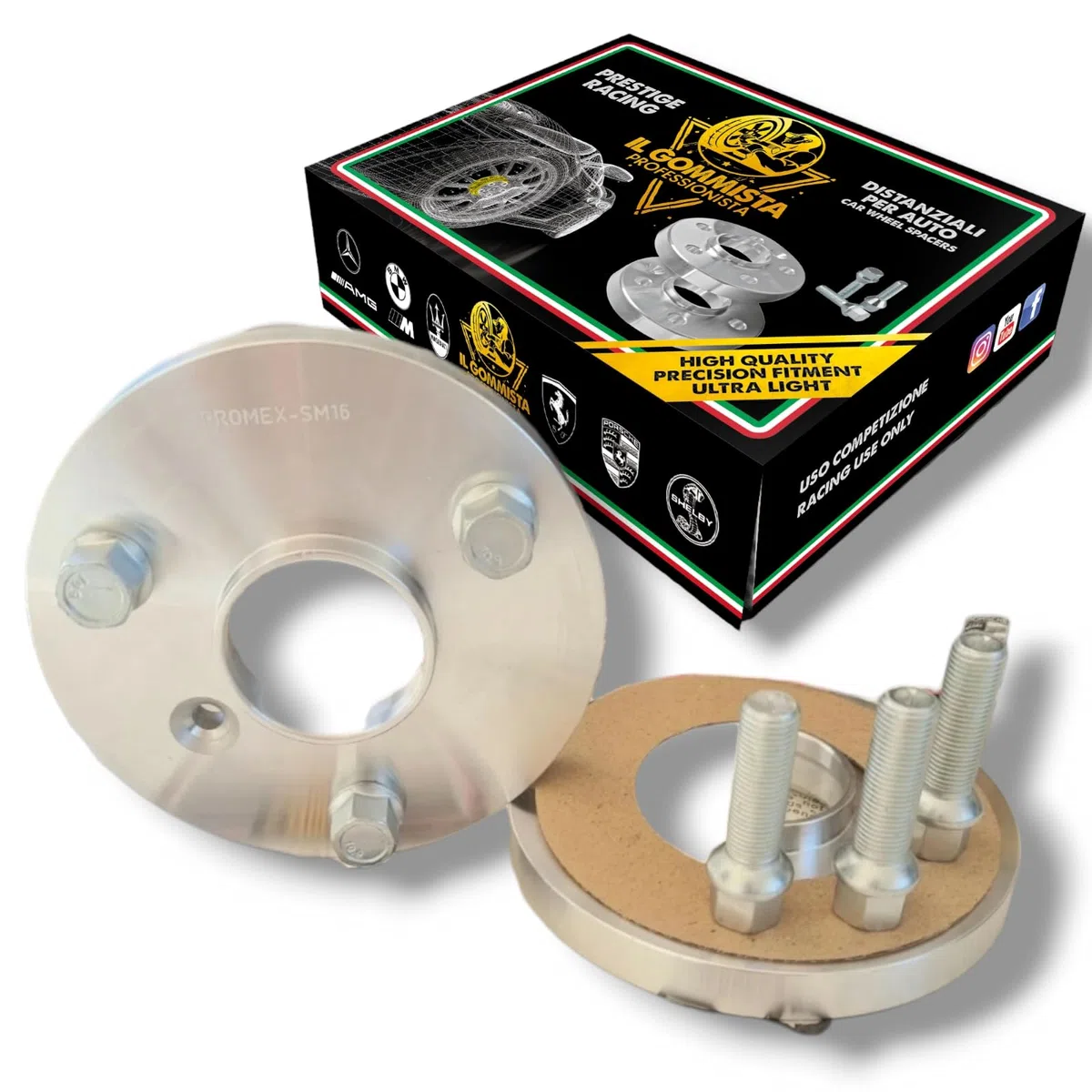 IGP 2 Distanziali Ruote 20 mm Compatibili Con Smart 3 fori + 6 Bulloni in acciaio Fortwo 450 Roadster 452 Fortwo 451 452