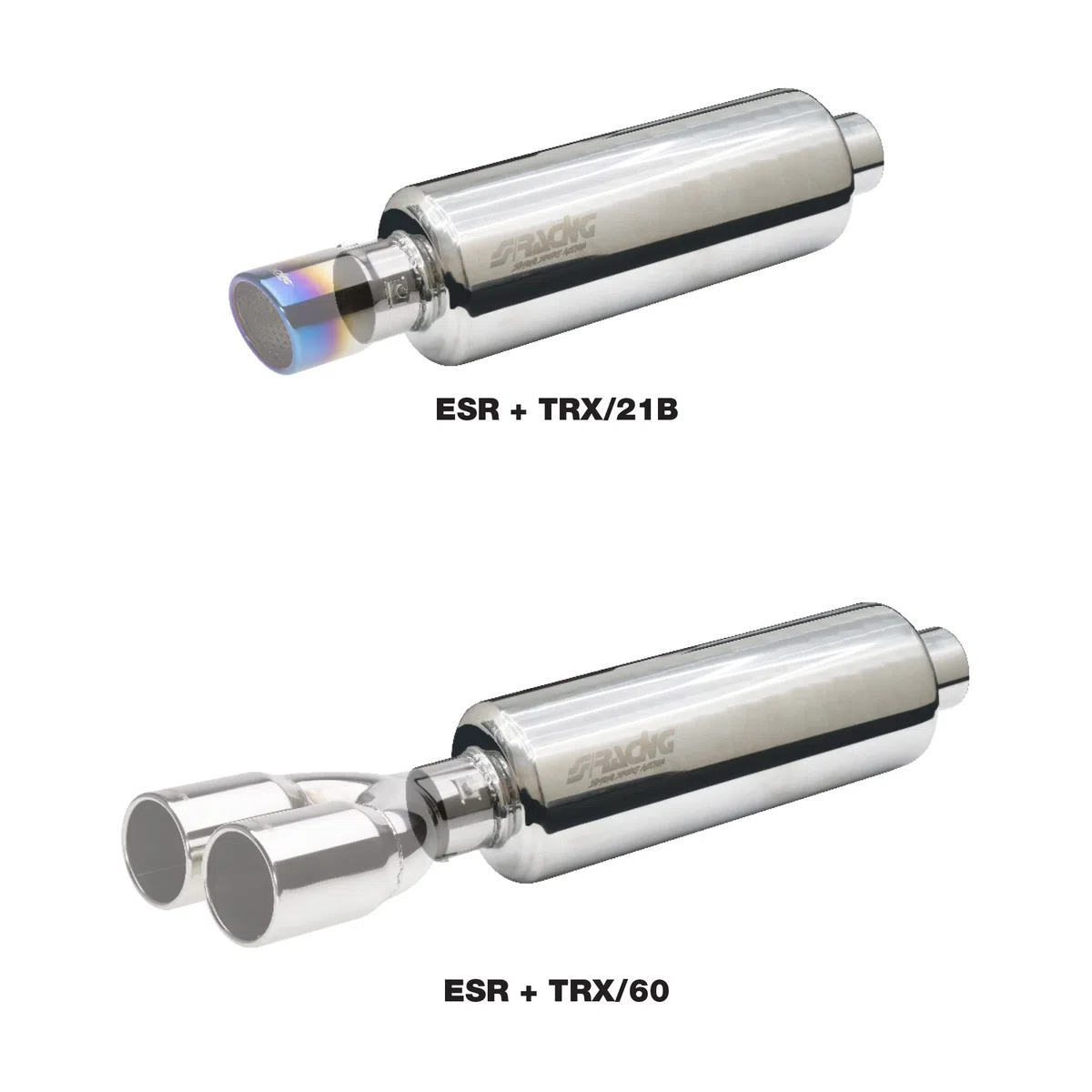 Simoni Racing ESR Custom Muffler Silenziatore Sportivo Universale, Uscita Rotonda Dritta, Silenziatore di Scarico per Auto, Marmitta Dritta per Auto in Inox