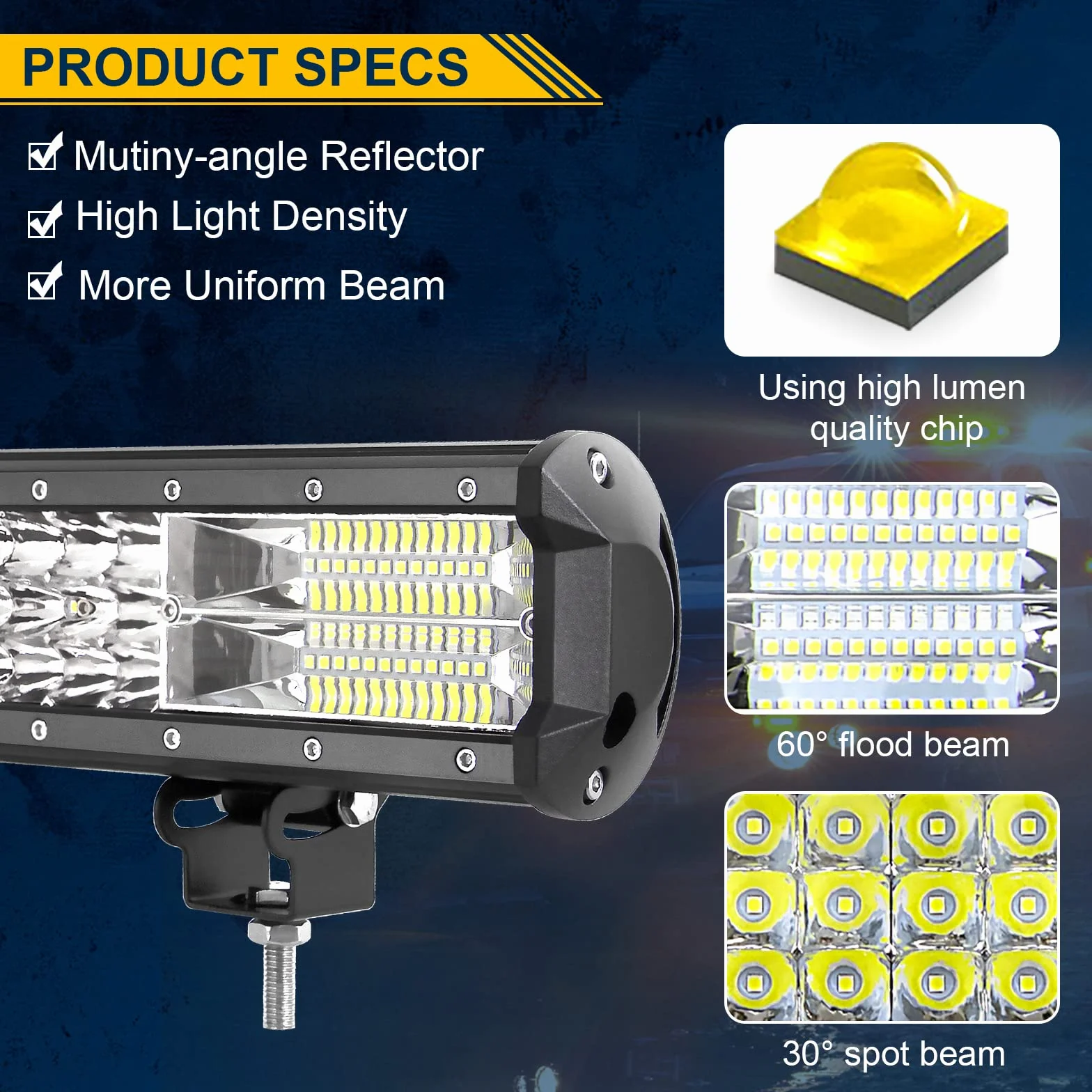 Willpower Barra Led Fuoristrada 51cm 288W Barra Luce a Led Con Cablaggio 12V 24V Combinata di Fascio Impermeabile Fari da Lavoro Led Barra Luminosa a Led per Auto Trattore Camion ATV Barca 4x4
