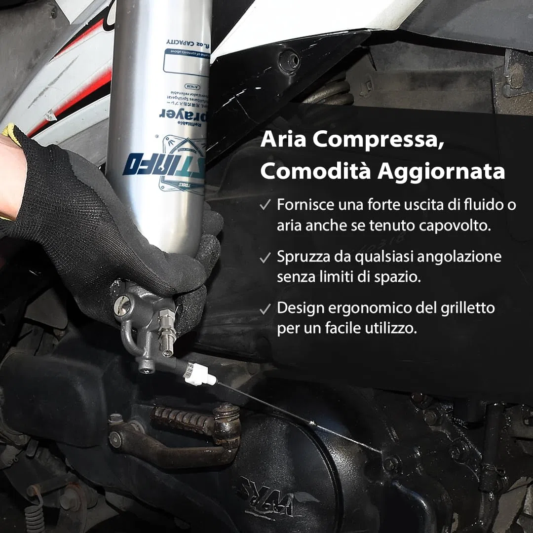 FIRSTINFO A1638 | Bottiglia spray riutilizzabile per pulitore freni 620 ml | Alluminio | Spruzzatore a pressione max 140 psi | Bomboletta aerosol spessa | Ugello two-way