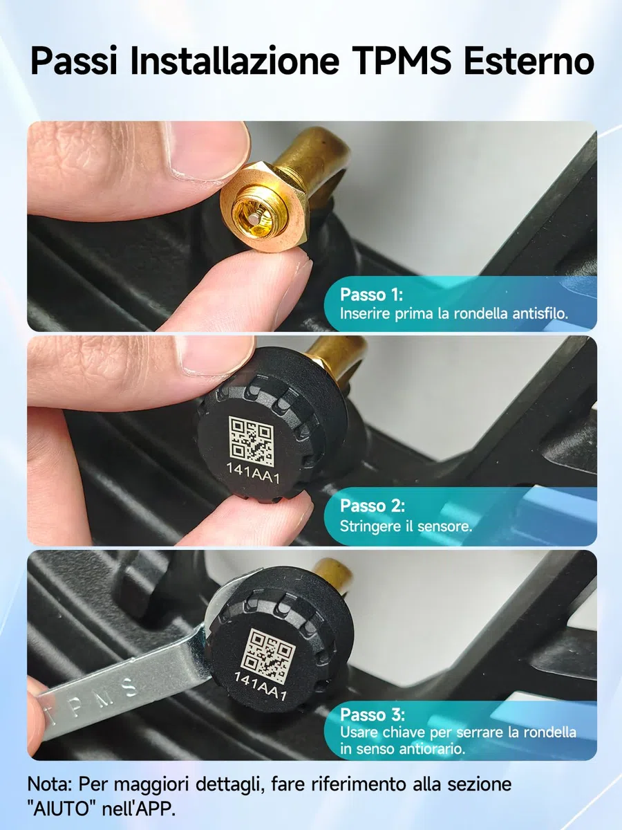 Moman Moto TPMS 4 Monitor di pressione dei pneumatici e temperatura con funzione di allarme, compatibile solo con iOS e Android