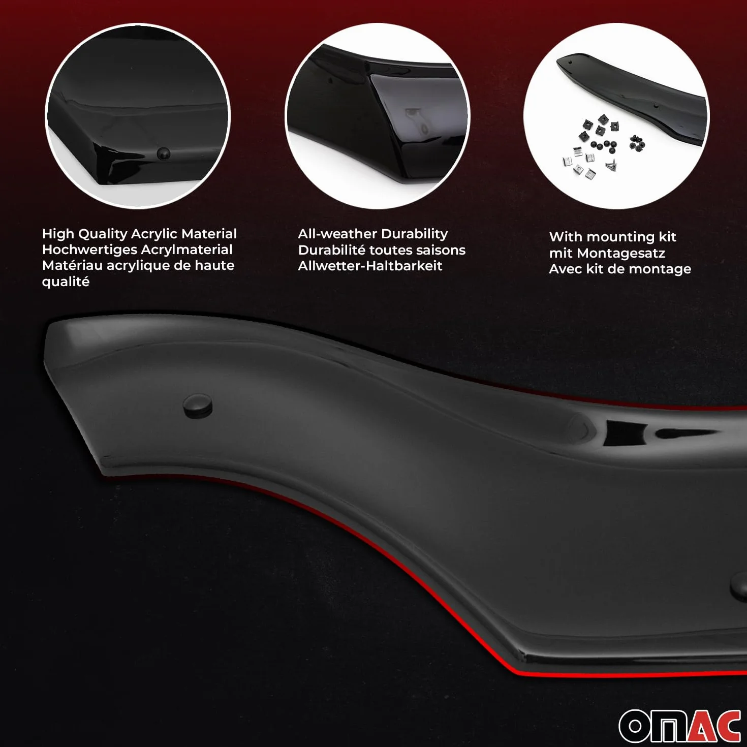 OMAC Deflettore per cofano compatibile con Mercedes Sprinter 907 910 2018-24 scuro