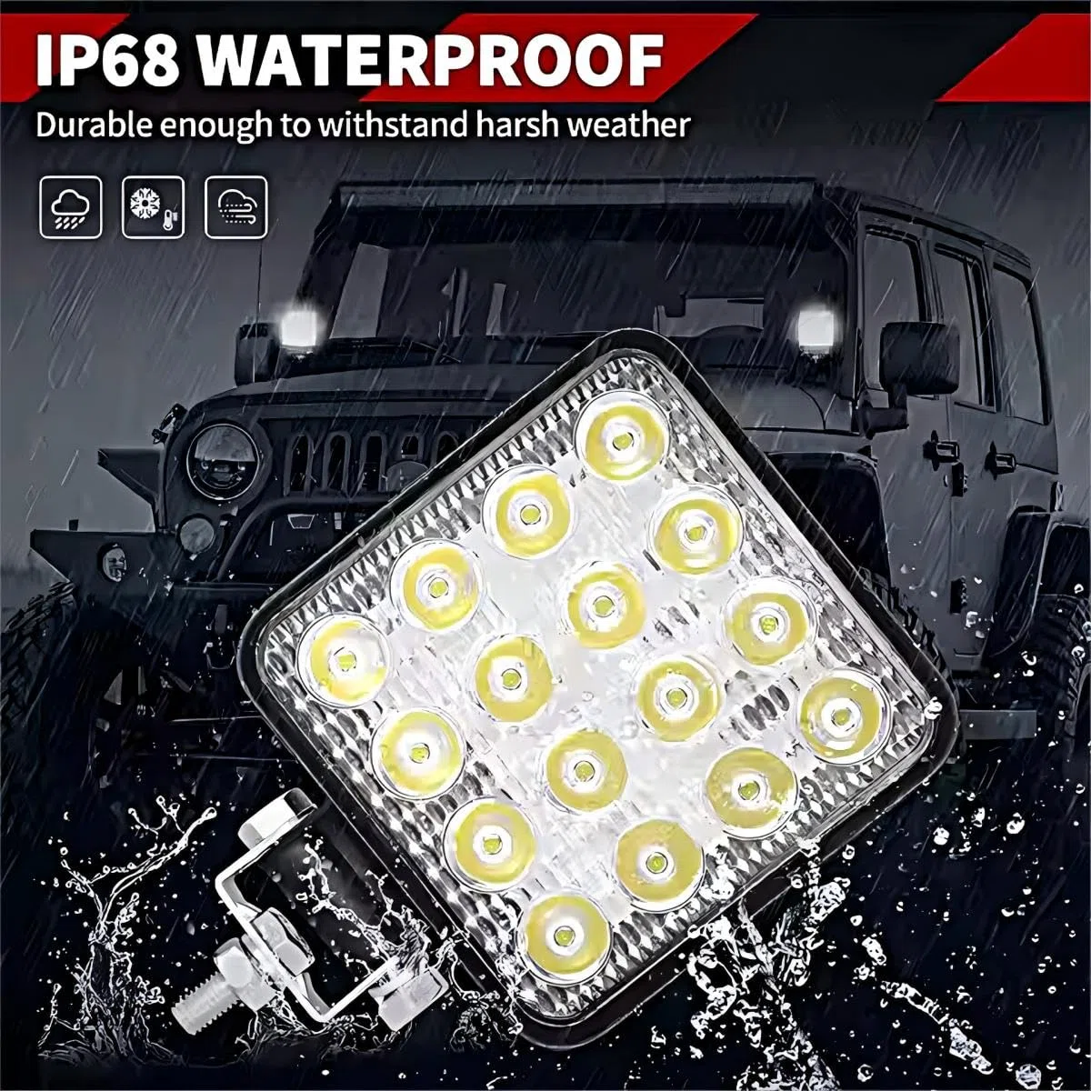 Faro da lavoro Led, 10x48W Trattore Auto,12v 24v,46mm Spessori Faretto Faro Luci da Lavoro a led,Off-road Fendinebbia Impermeabile Per Fuoristrada Moto 4WD SUV ATV Camion