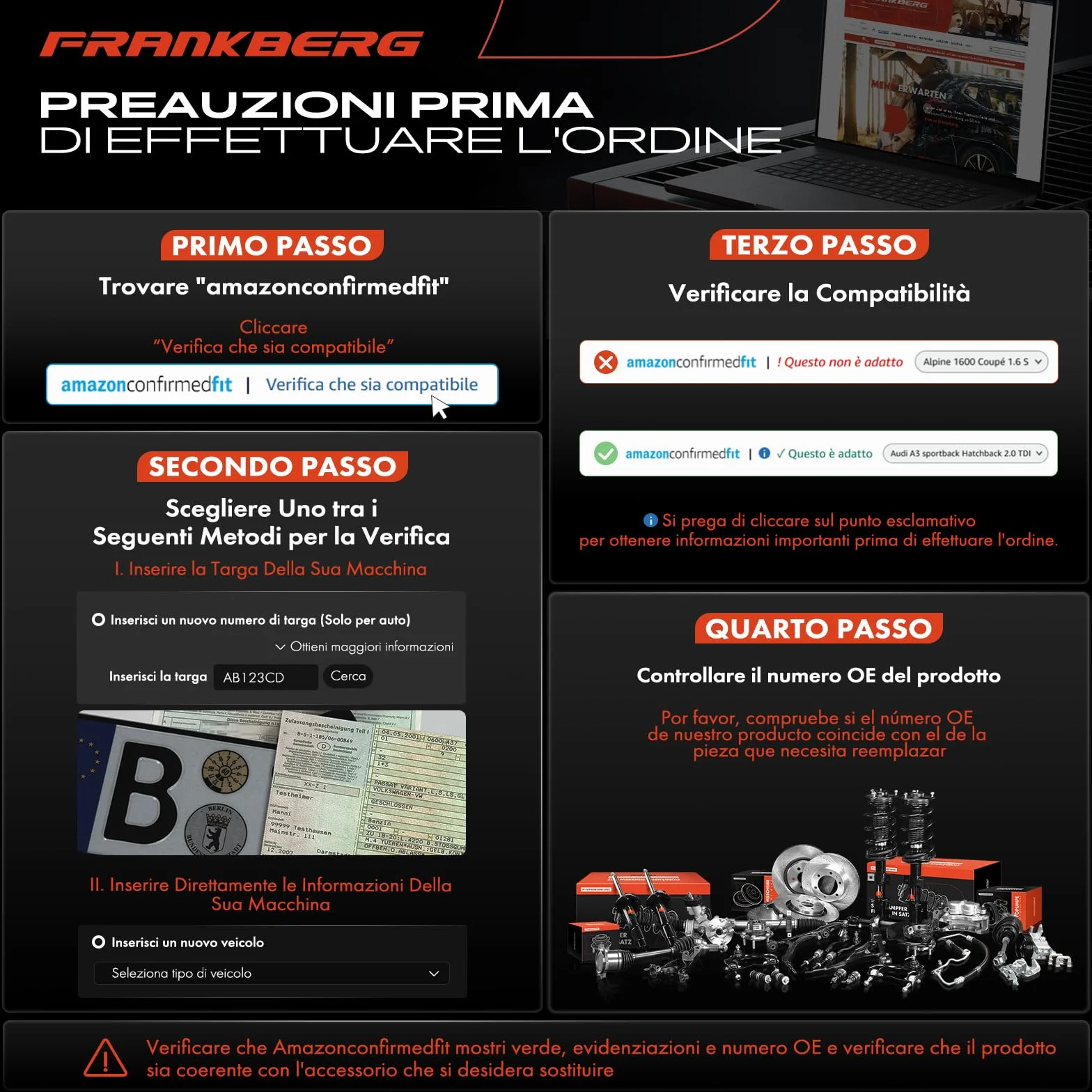 Frankberg 2x Ammortizzatori per sospensioni Ammortizzatori per telaio Anteriore sinistro destro 590mm Pressione del gas Compatibile con SX4 EY G.Y Sedici 189 Replace# 333753,333754