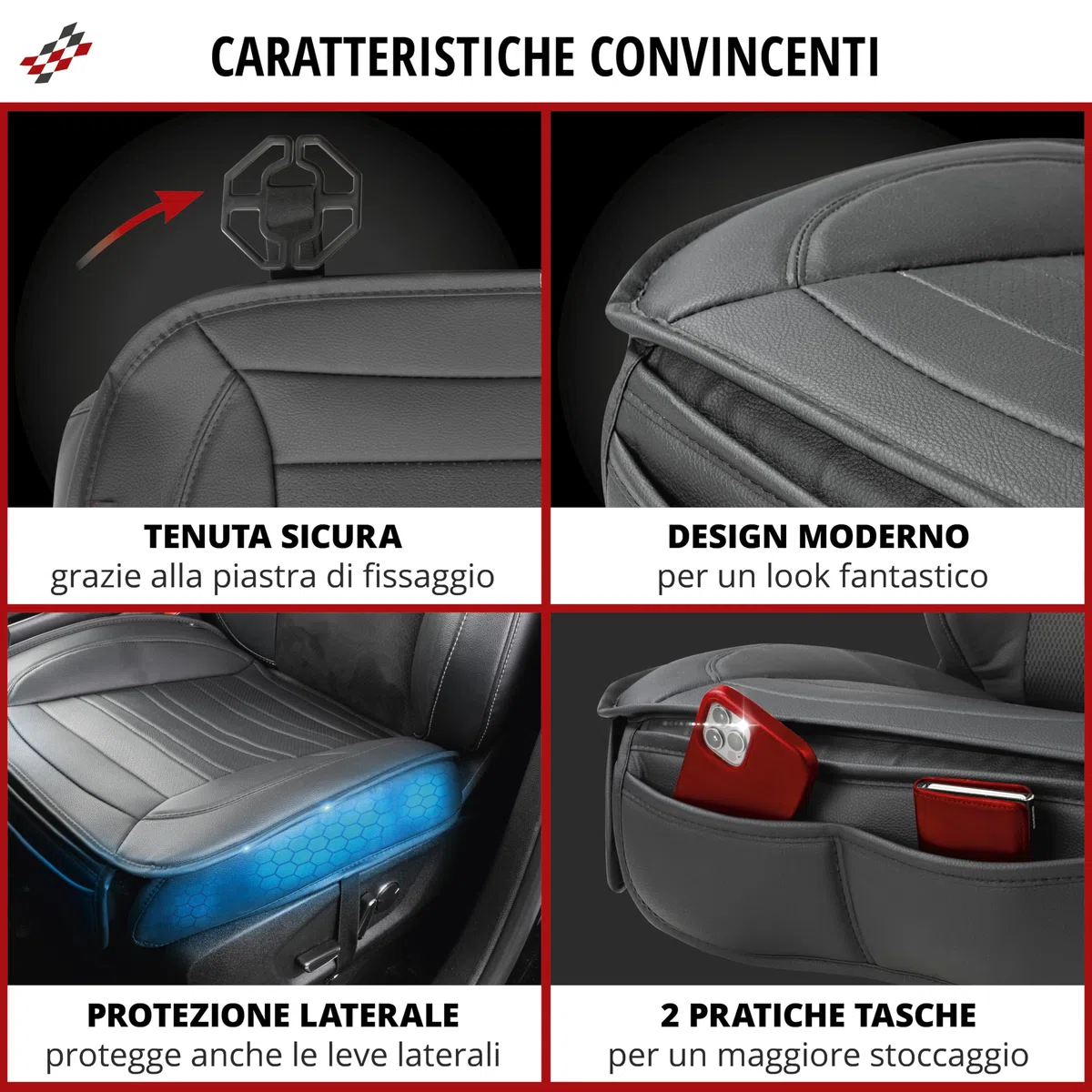 WALSER Coprisedile Auto Fernando, Coprisedile Auto Sedile Anteriore, Rivestimento Veicolo 1 pezzo, Protezione Sedile Anteriore Arte Pelle, Rivestimento Veicolo, Cuscino Posto Guida