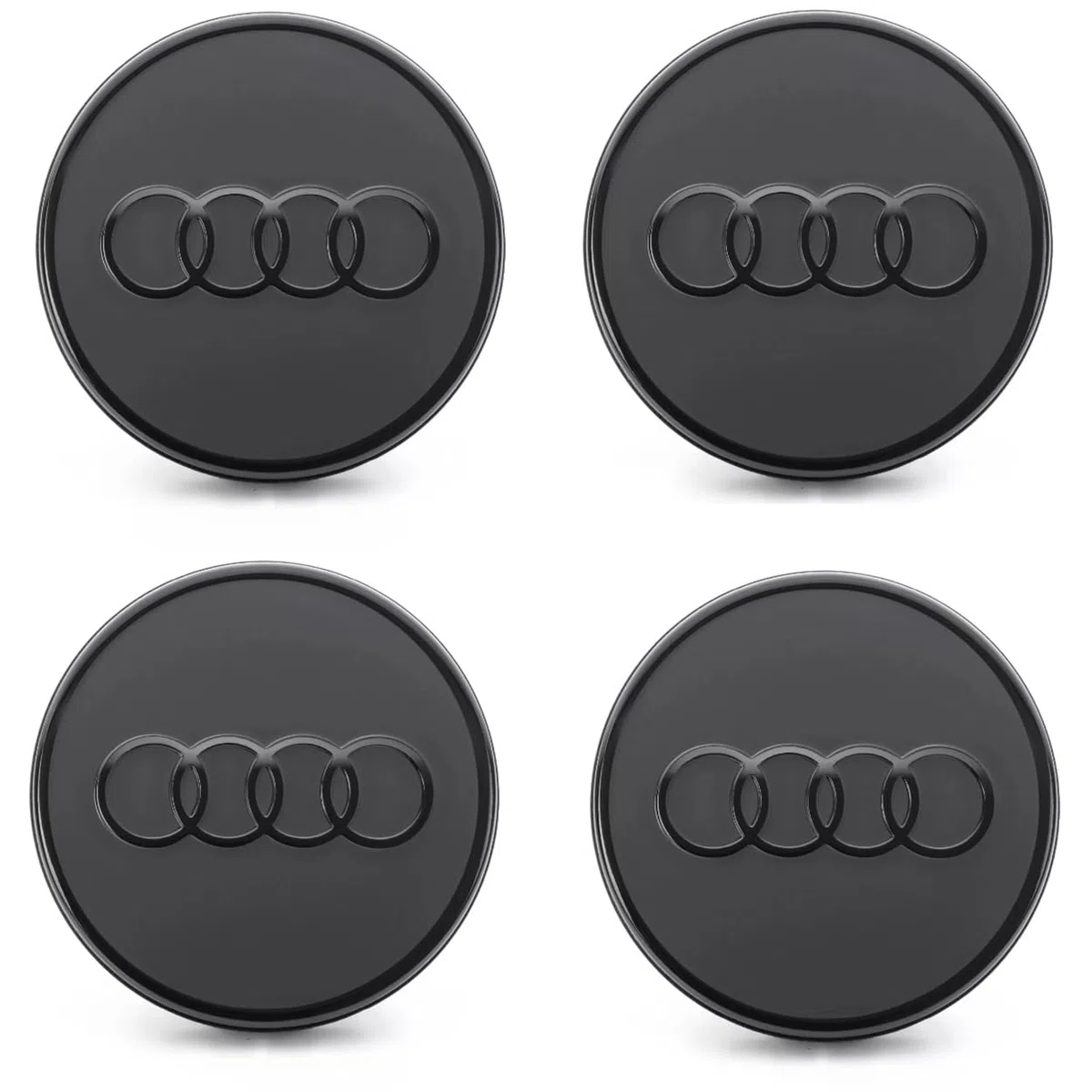Audi Coprimozzo Originale, Nero Lucido/Opaco, Alluminio, Set da 4, Diametro Interno 55mm/Esterno 61.5mm, per Cerchi in Lega, 85H071006A