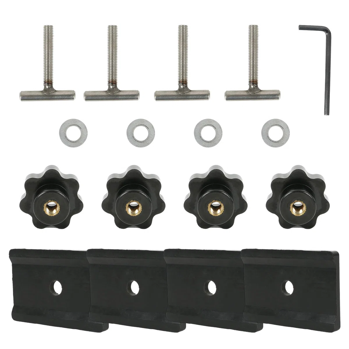 Viti per fissaggio del carico su binario + staffa guida per tavola multiflex o accessori per binari profilati, compatibili con VW T5 T6 Multivan Transporter California