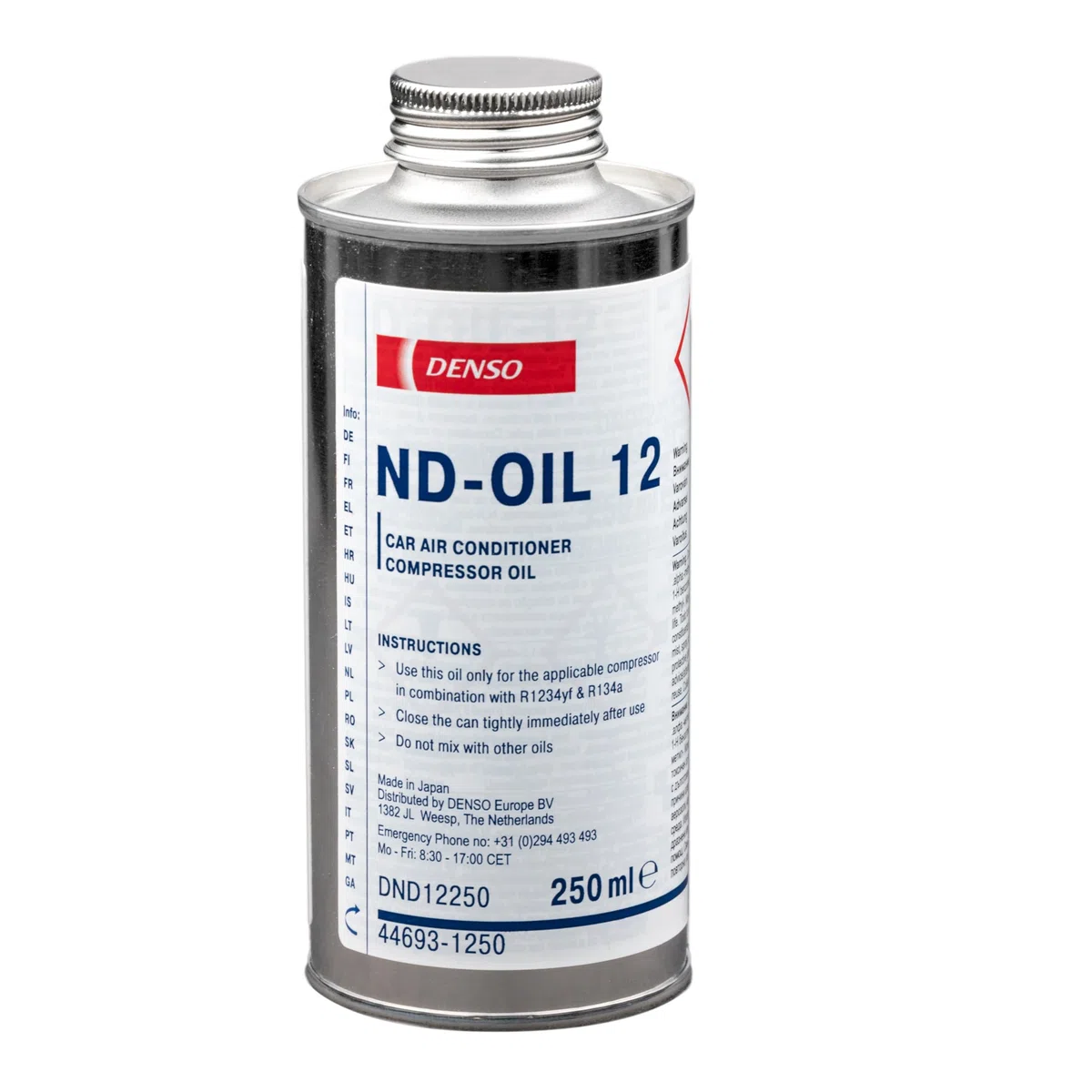 Olio per condizionatore dell'auto ND-12, 0,25L, Tipo di refrigerante: R1234yf/R134a