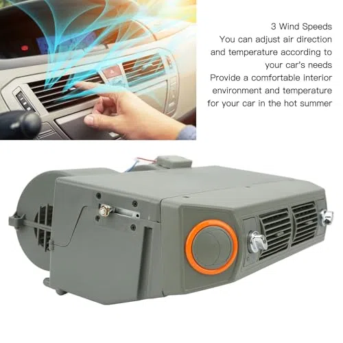 Gruppo Evaporatore Aria Condizionata Regolazione della Temperatura a 3 velocità Sotto il Cruscotto Evaporatore per Auto Camion Camper(DC24V 4A) (12V)