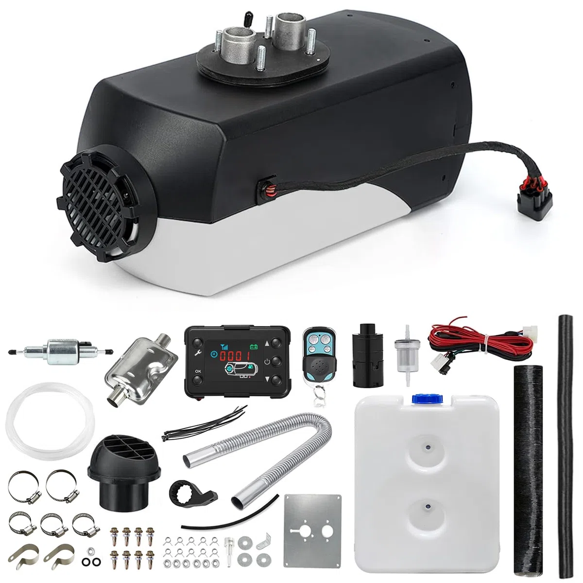 Triclicks Riscaldatore Diesel ad Aria 12 V 5 KW riscaldatore di parcheggio Diesel con silenziatore Interruttore LCD Telecomando 10 L Serbatoio per Camion, Barca, rimorchi Auto, Camper (Stile 10)