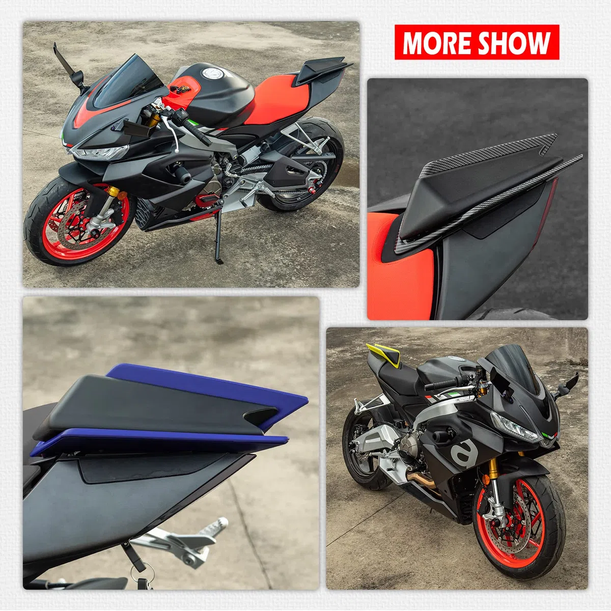 Copri carena per sedile posteriore moto compatibile con RS660 RS 660 Tuono 660 (2020-2023) RSV4 RS V4 1100 (2021-2023) Coprisedile singolo passeggero (Aspetto fibra di carbonio)