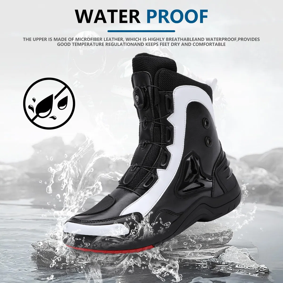 Scarpe Moto Uomo, Stivali Scarpe Moto Motocross Casual Strada Traspiranti Antiscivolo con Cerniera Laterale, Supporto per La Caviglia