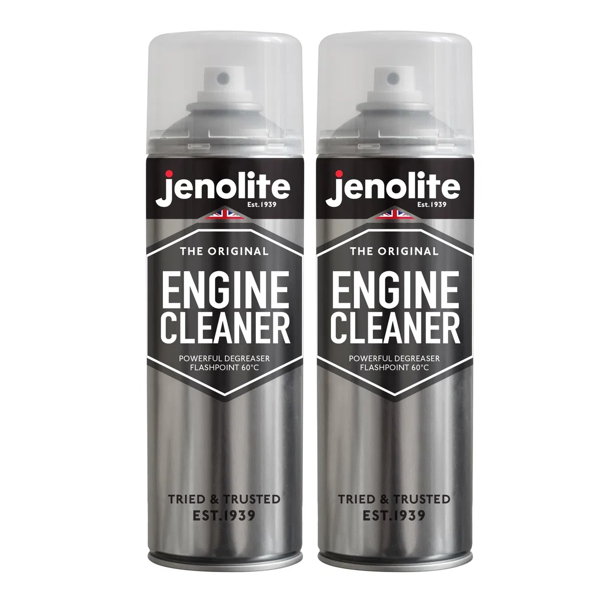 JENOLITE Detergente per motore in aerosol | Spray detergente e sgrassante per motore | 2 x 500 ml | Scioglie grasso, olio e sporcizia senza lasciare residui, non conduttivo e non corrosivo
