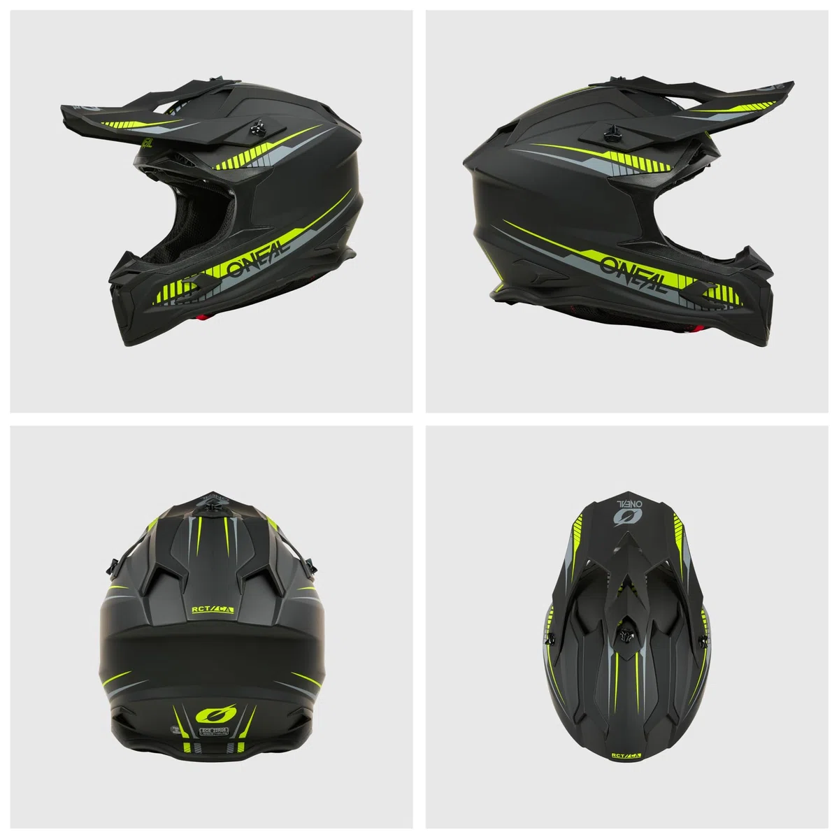 O'NEAL C-SRS Casco da motocross, MX Enduro, forte guscio in ABS, fodera interna imbottita e lavabile, ventilazione ottimale, chiusura di sicurezza microlock per adulti (giallo neon M)