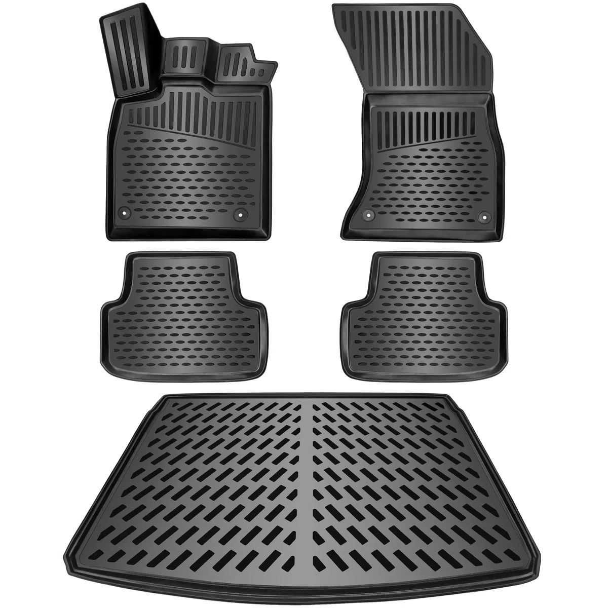 ELMASLINE 3D Tappetini Gomma e Vasca Baule per Audi Q3 (F3) 2018-2025 | Tappetini Auto | Vasca per il bagagliaio | Accessori auto